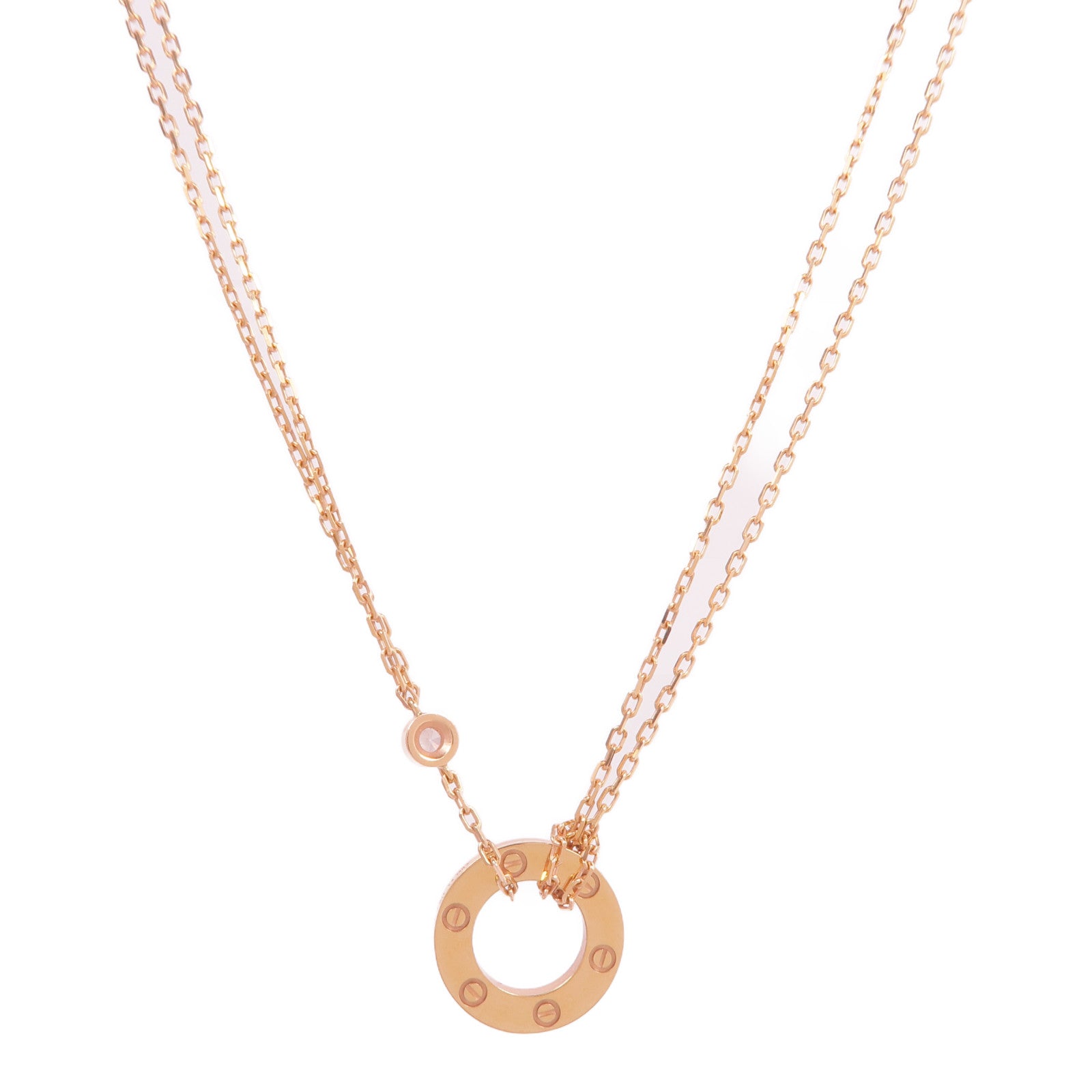 CARTIER 18K玫瑰金Love Pendant 2 Diamonds鑽石項鍊