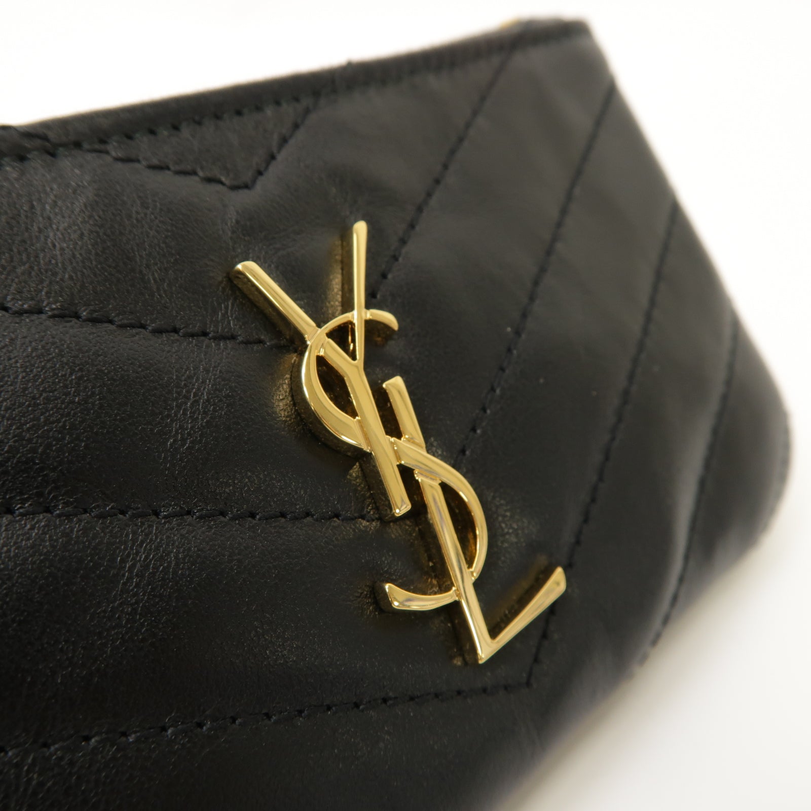 SAINT LAURENT 牛皮皮革Coin Case金扣零錢包黑色
