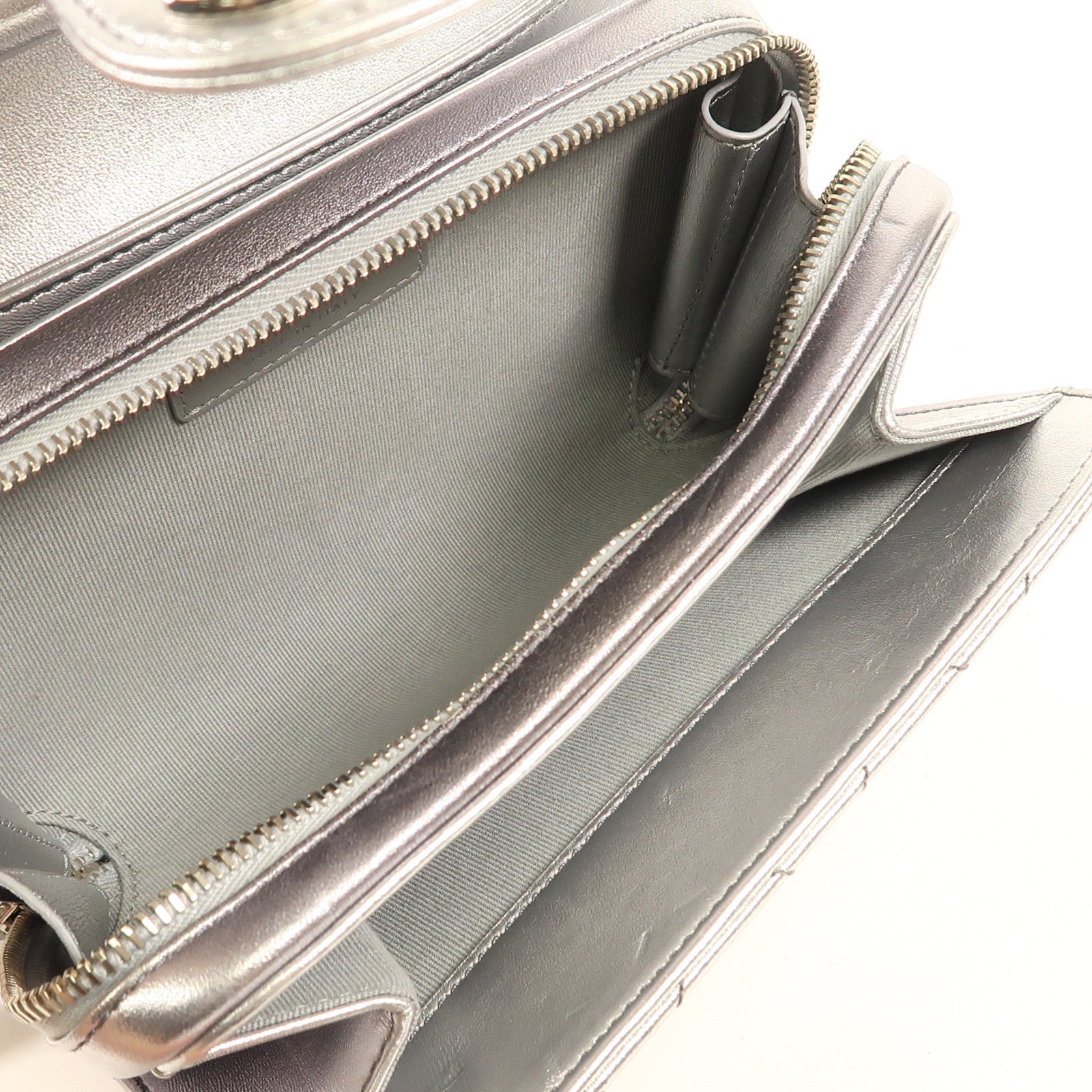 CHANEL 皮革Chain Shoulder銀扣鏈帶肩背袋