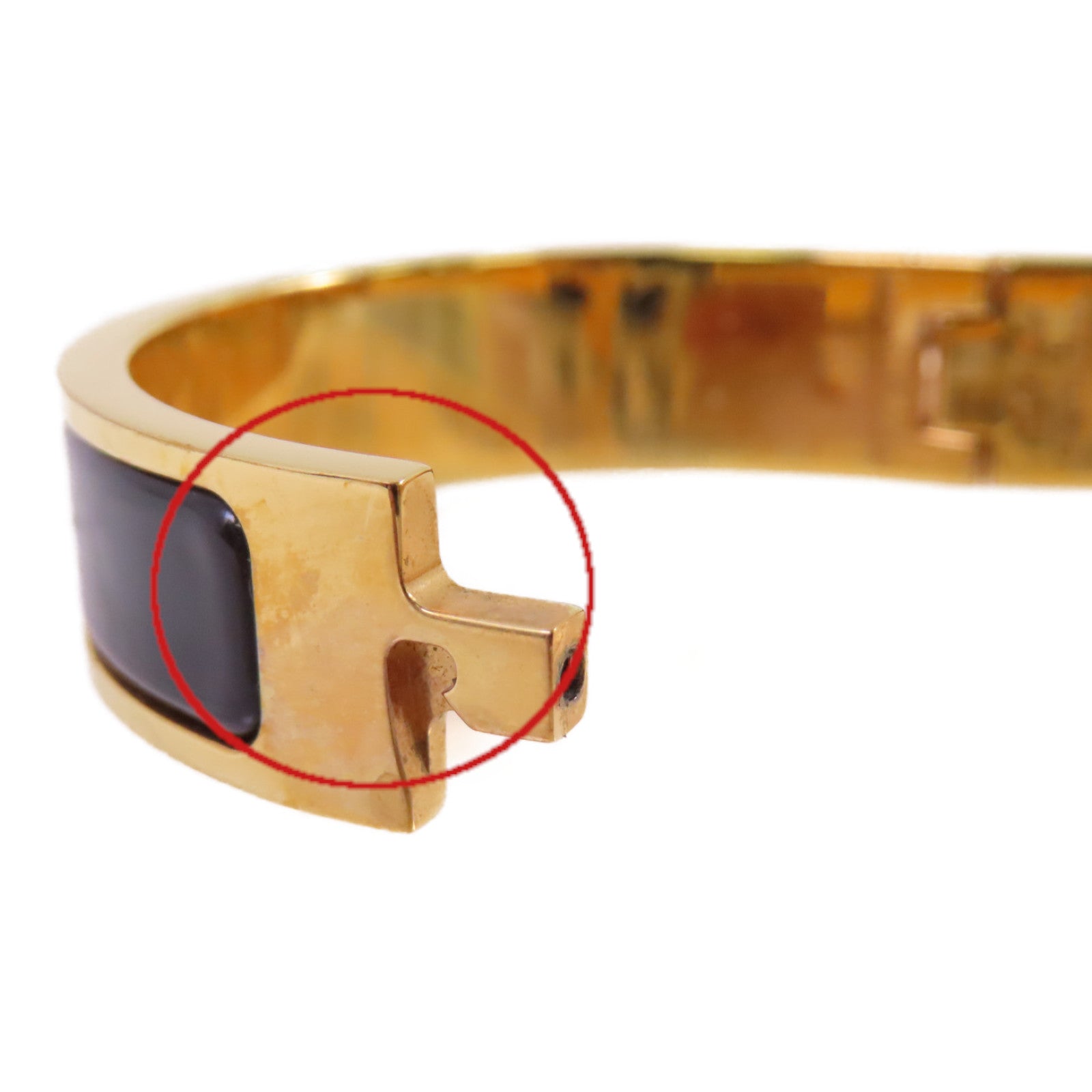 HERMES 金屬/琺瑯Clic-Clac HBracelet金扣手鐲黑色