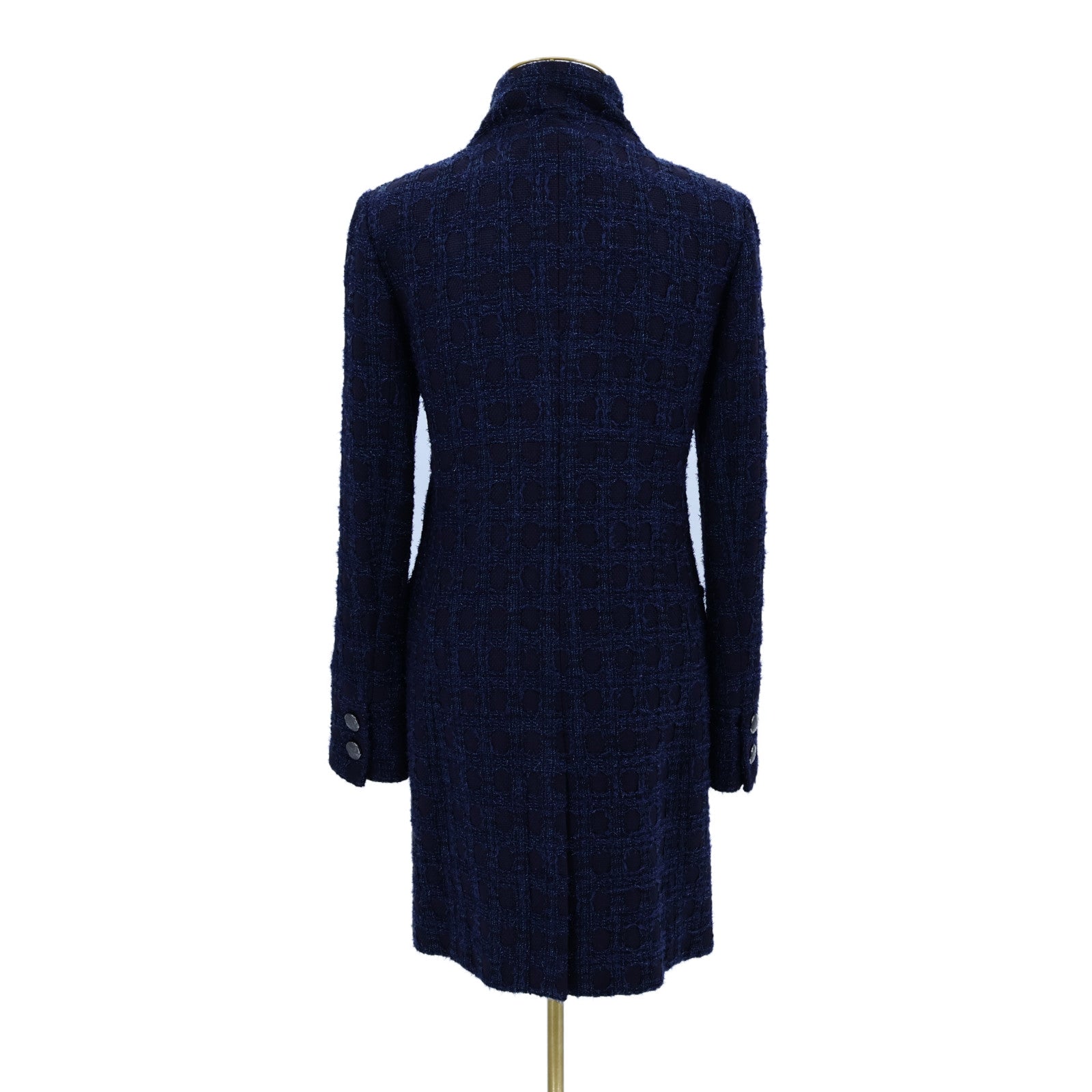 CHANEL Acrylic/Wool Coco Mark Tweed Stand Collar Coat大衣
