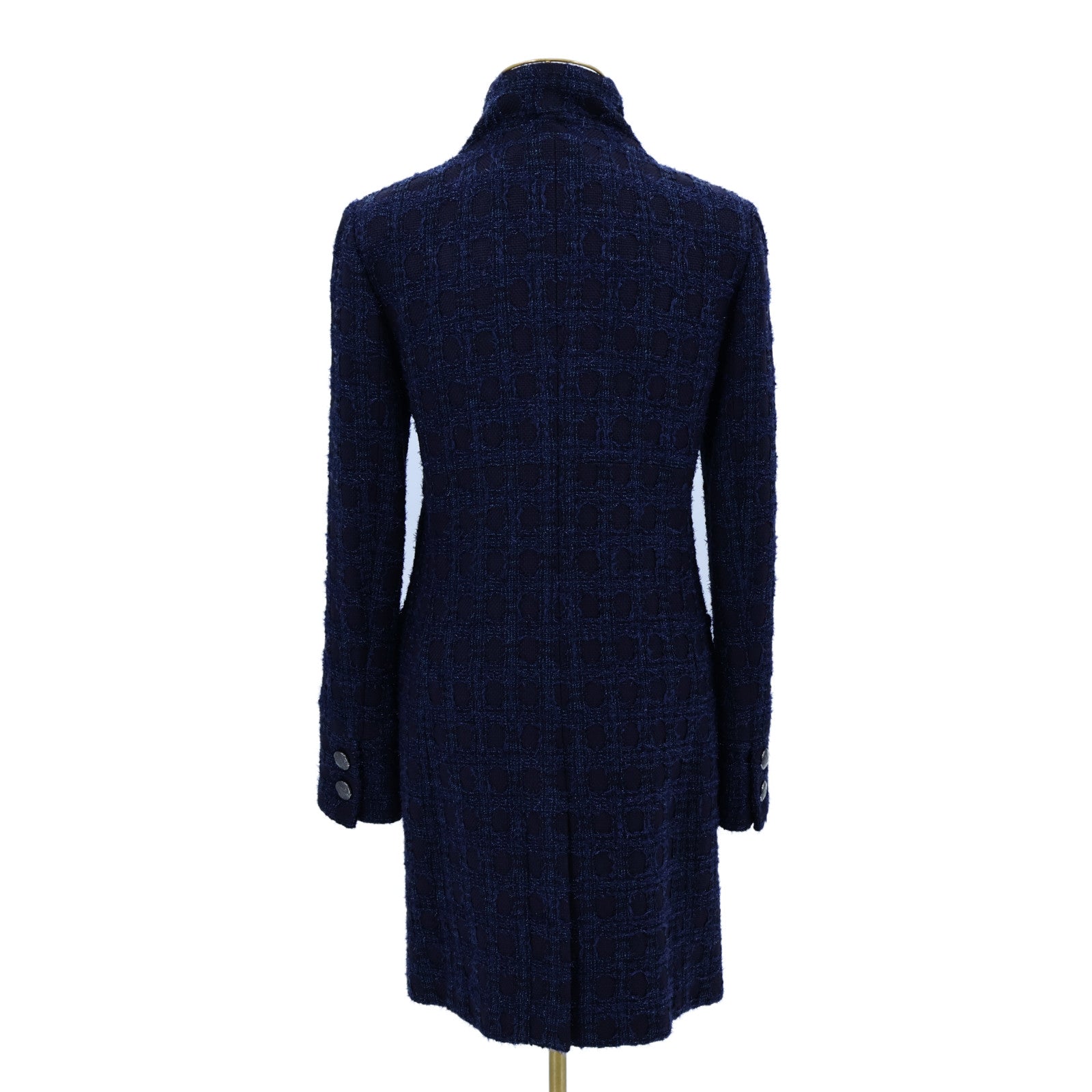 CHANEL Acrylic/Wool Coco Mark Tweed Stand Collar Coat大衣