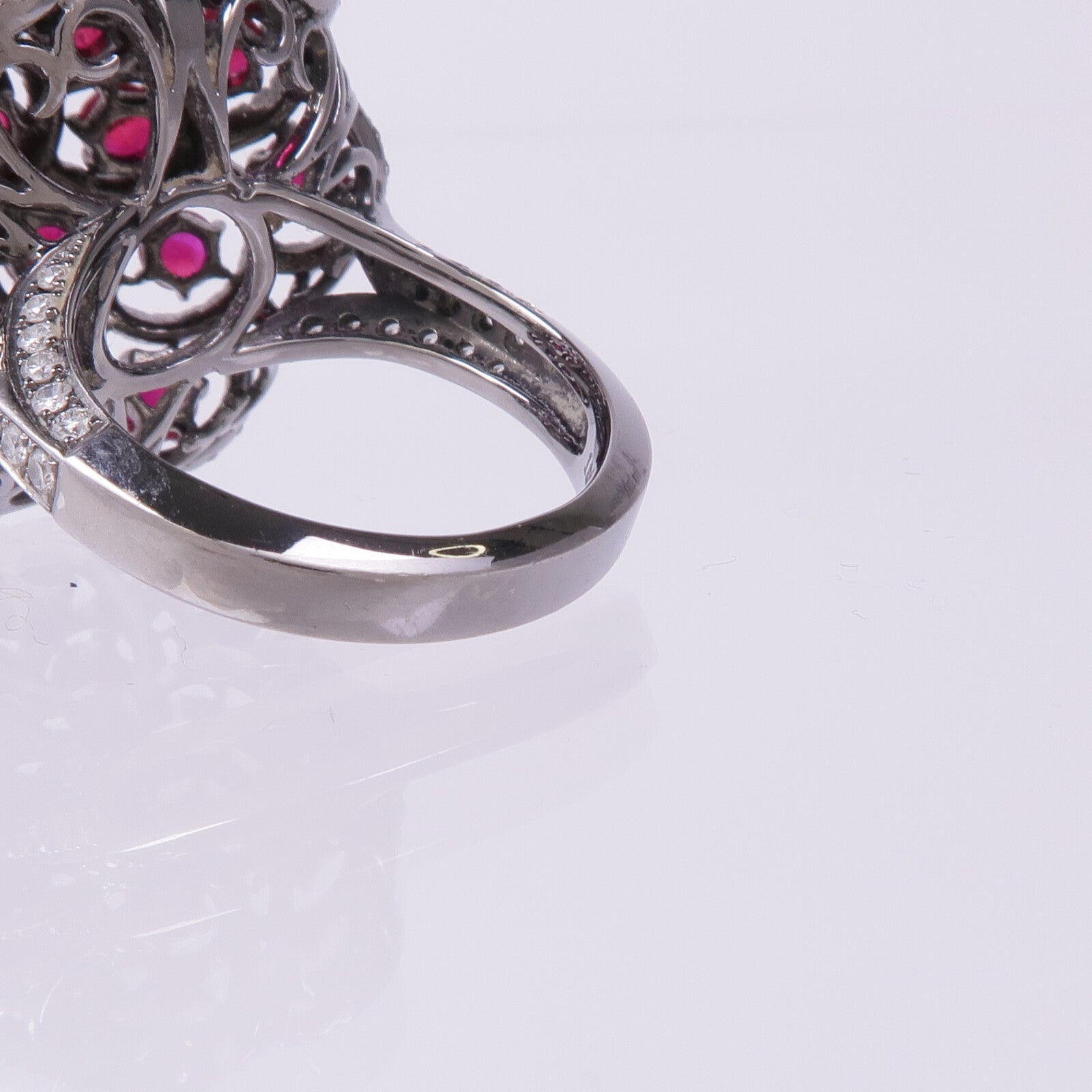 JEWELRY 【激減優惠】18K白金Ruby Diamond Ring紅寶石/鑽石戒指US#6
