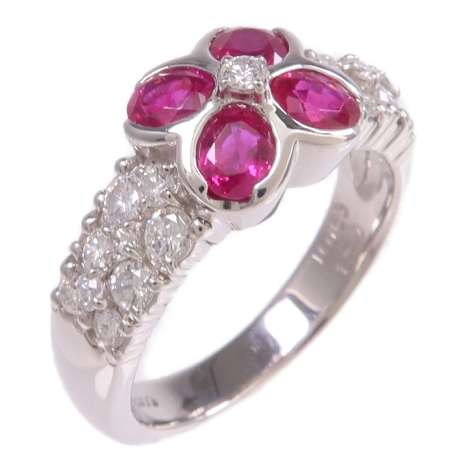 JEWELRY PT900鉑金Ruby Diamond Ring紅寶石/鑽石戒指US#6.5