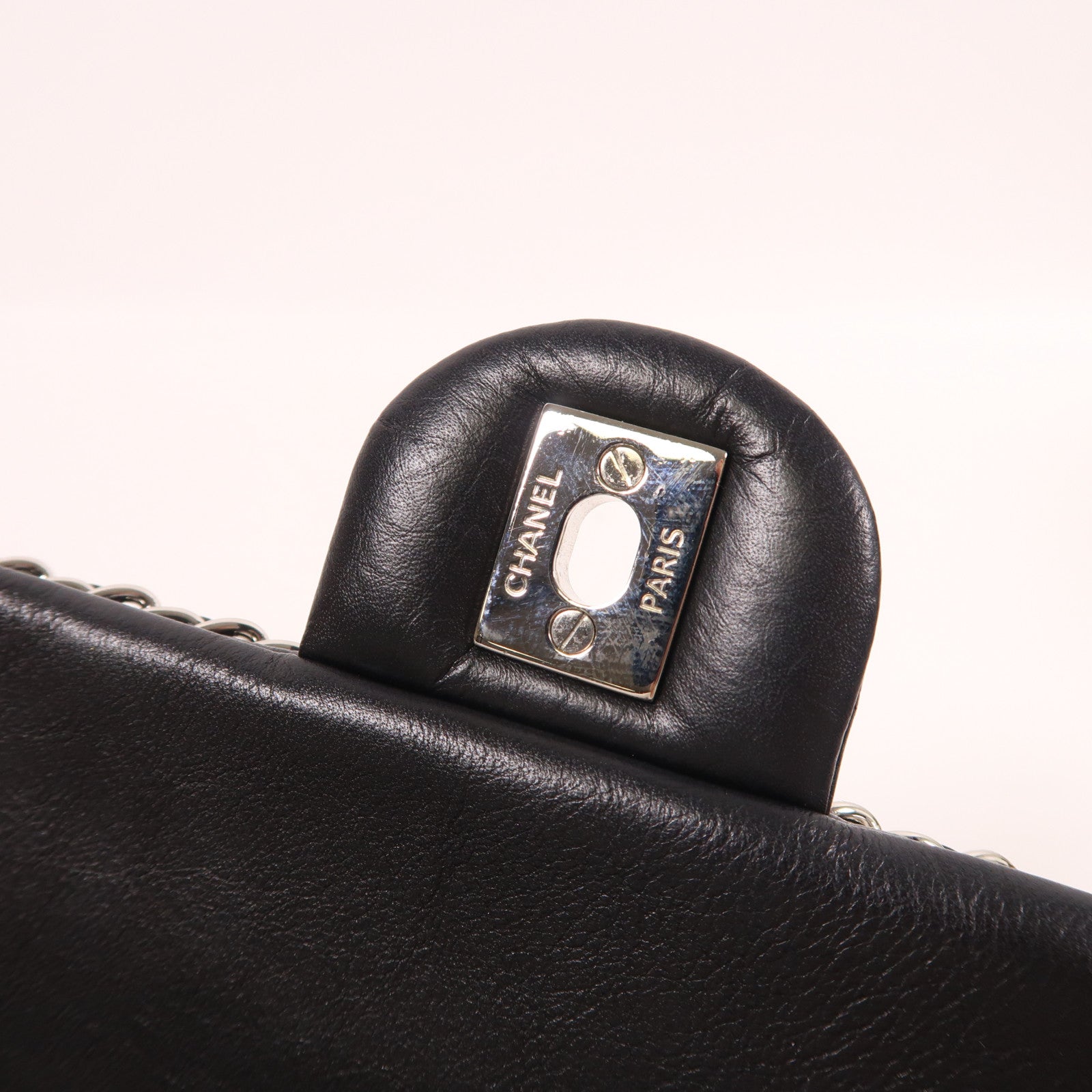 CHANEL 牛皮皮革Chain Shoulder銀扣鏈帶肩背袋