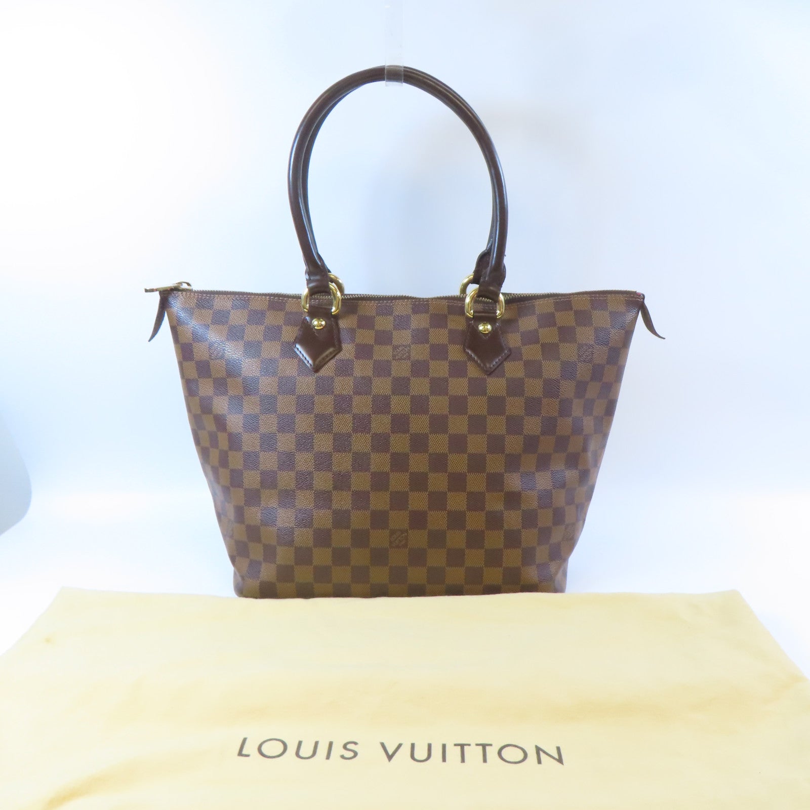 LOUIS VUITTON 【激減優惠】Damier Saleya MM金扣肩背袋啡色