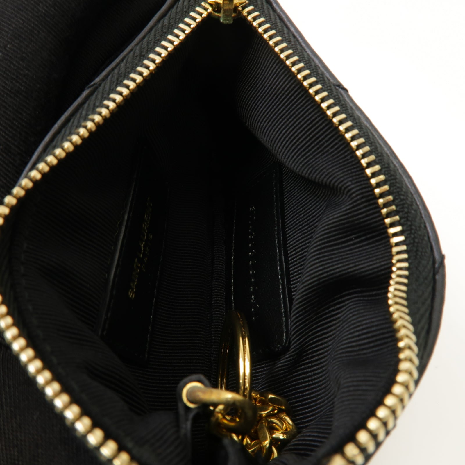 SAINT LAURENT 牛皮皮革Coin Case金扣零錢包黑色