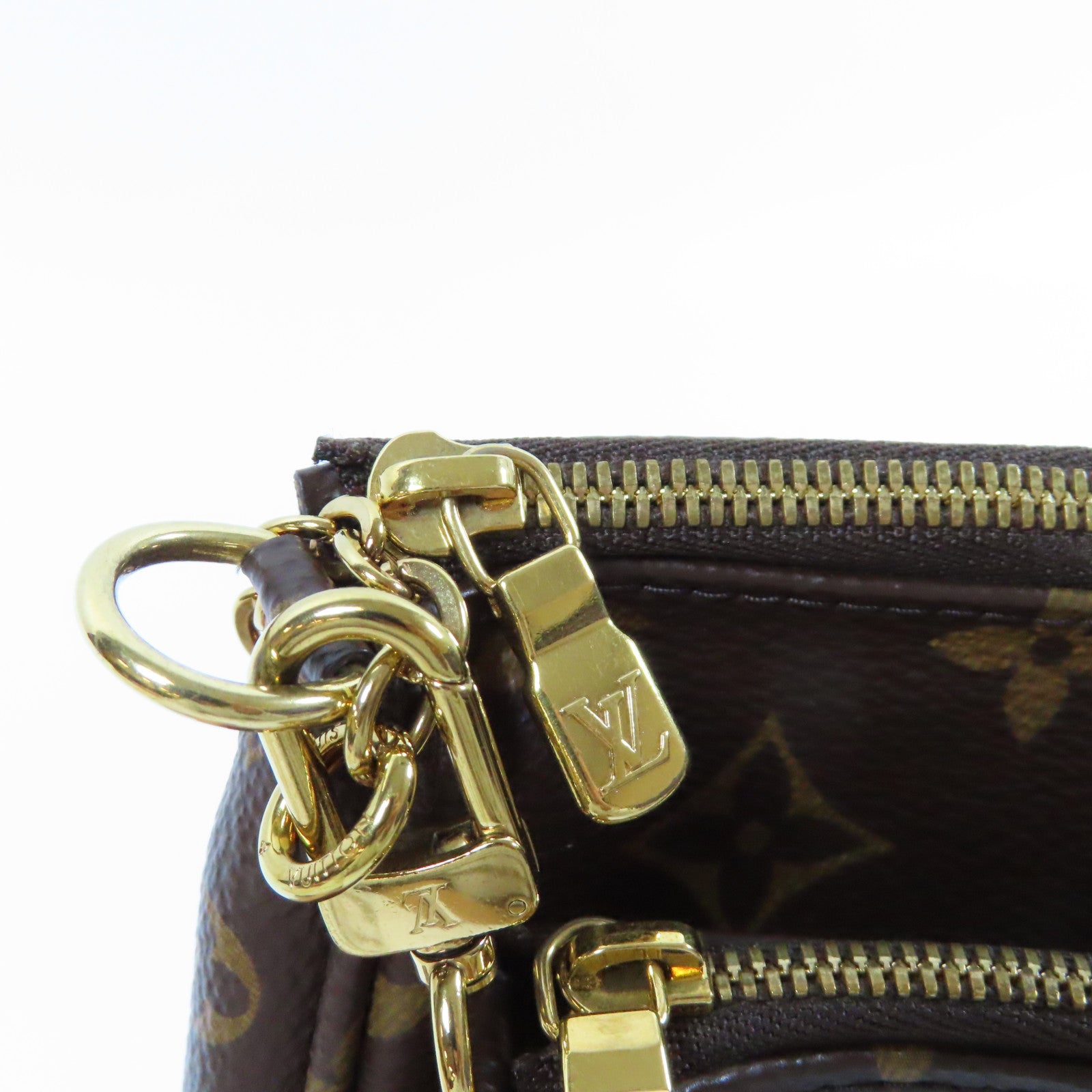LOUIS VUITTON Monogram Multi Pochette Accessories金扣手挽肩背兩用袋啡色/粉紅色