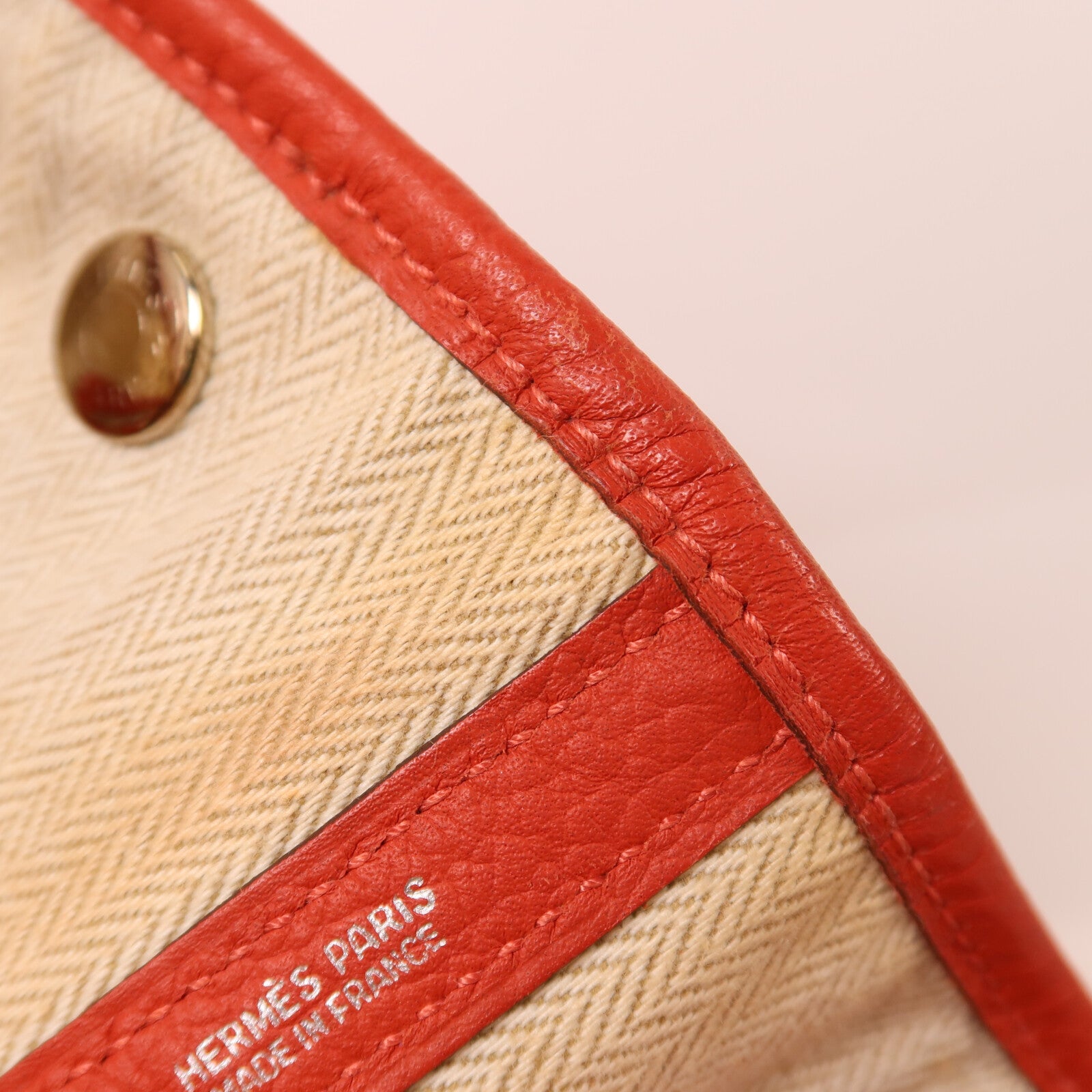 HERMES Clemence皮革Garden Party PM手挽袋Rouge Tomate