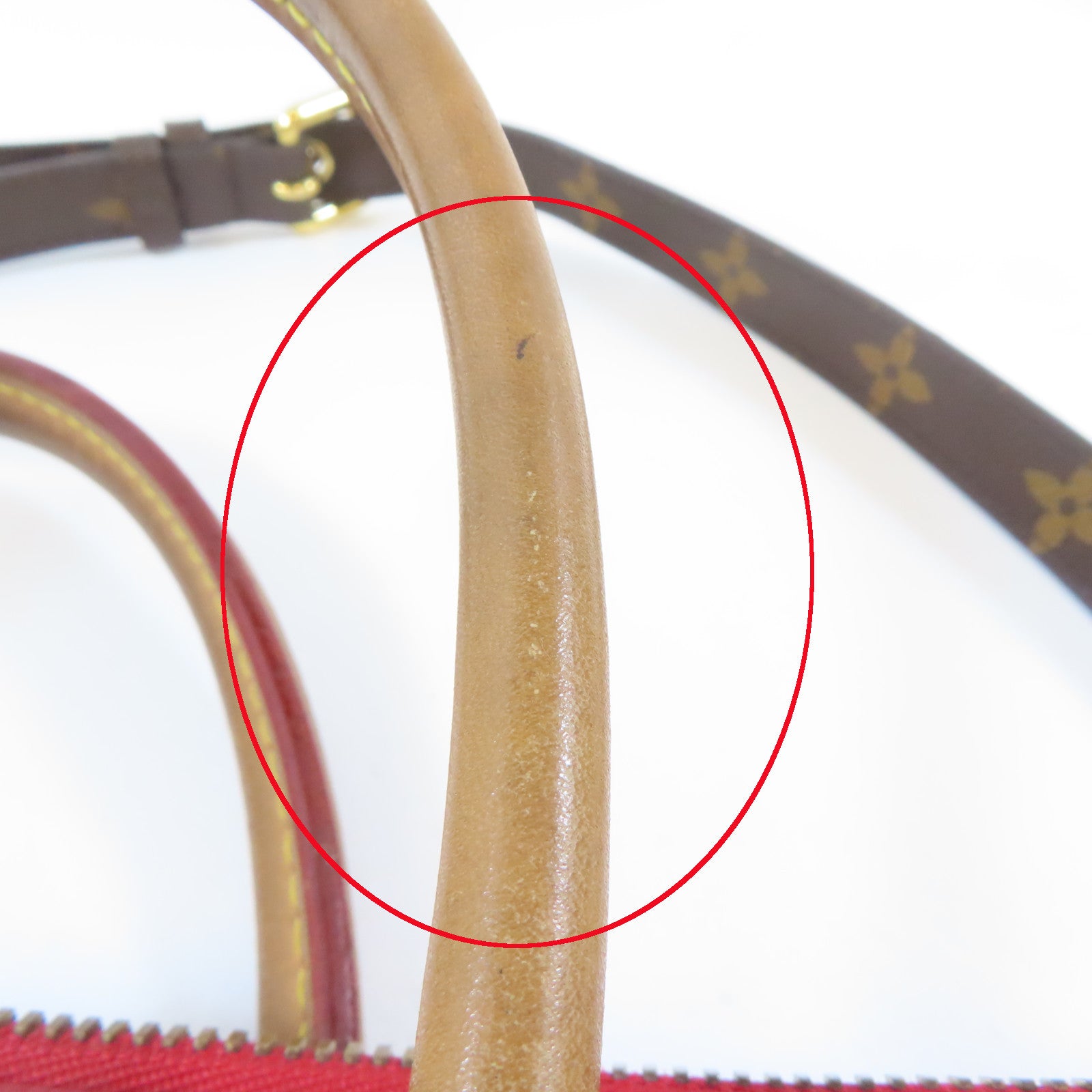 LOUIS VUITTON 【激減優惠】Monogram Pallas MM金扣手挽肩背兩用袋啡色/紅色