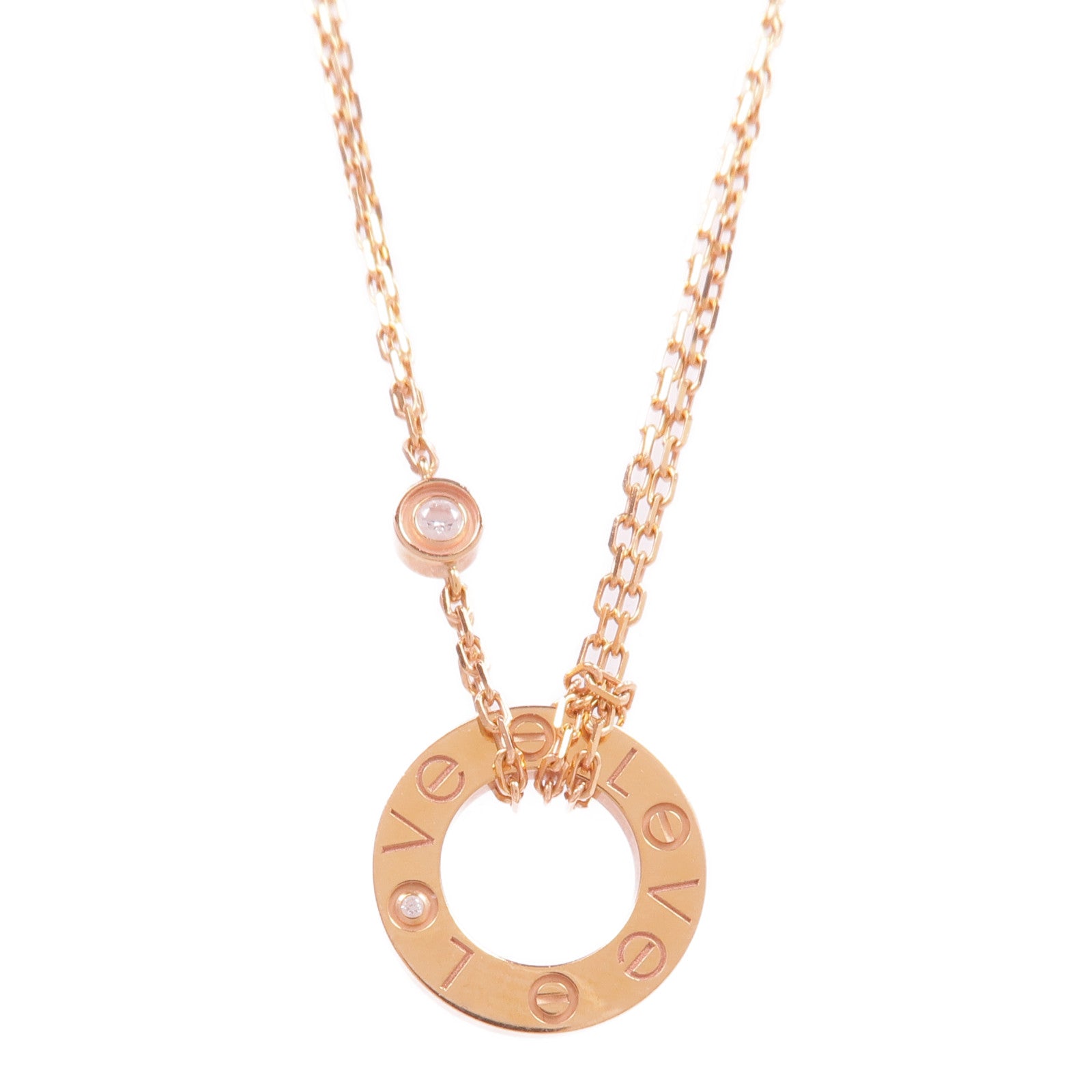 CARTIER 18K玫瑰金Love Pendant 2 Diamonds鑽石項鍊