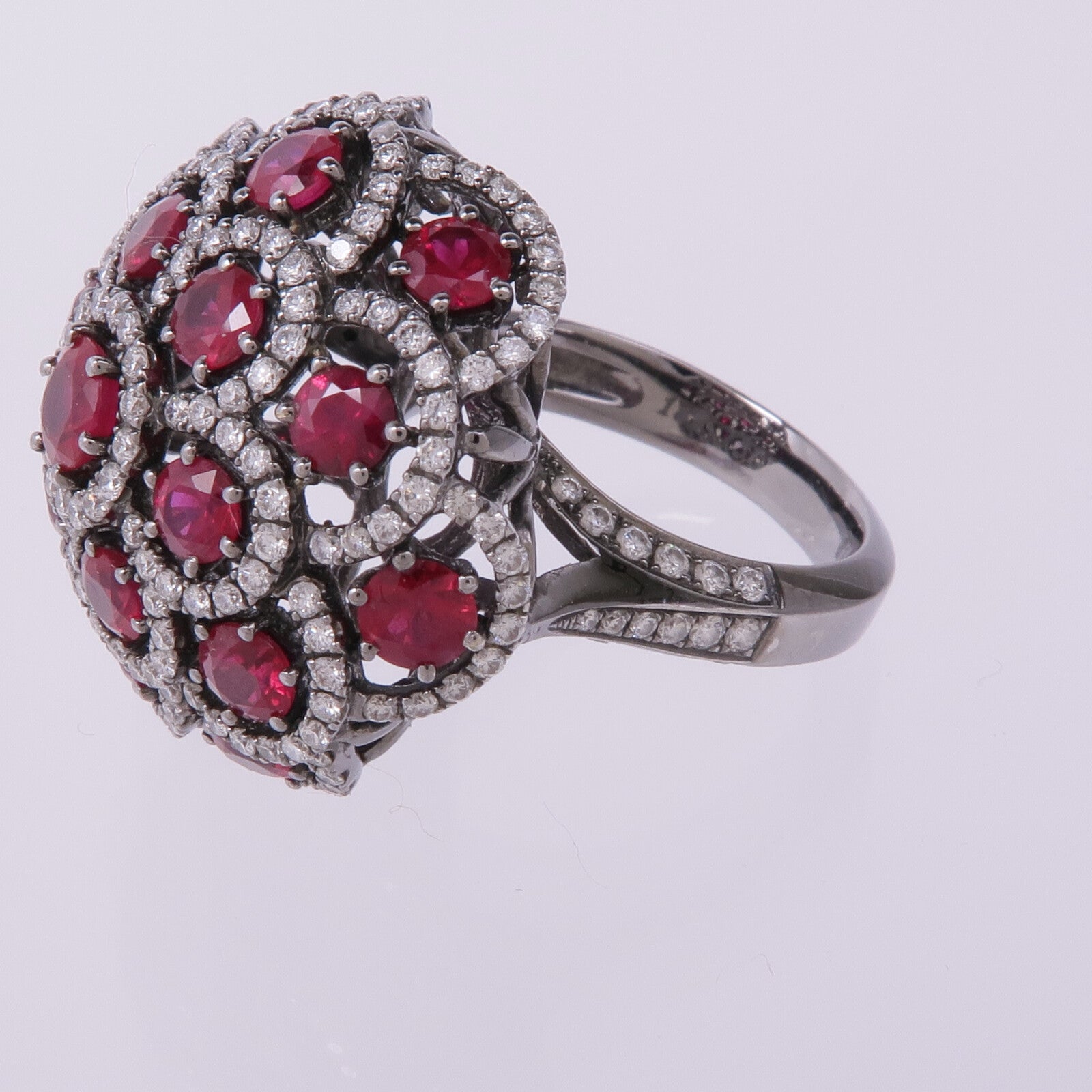 JEWELRY 【激減優惠】18K白金Ruby Diamond Ring紅寶石/鑽石戒指US#6