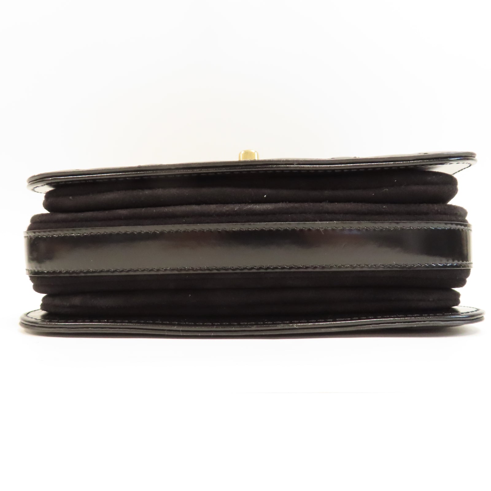 CHANEL 【激減優惠】菱格漆皮皮革Mini Messenger Bag金扣肩背袋黑色