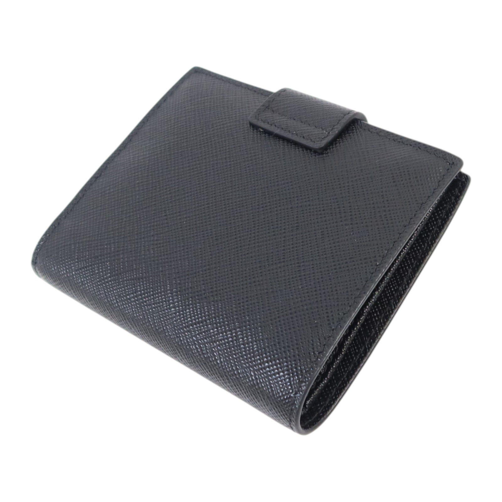 PRADA Saffiano皮革Short Flap Wallet銀扣錢包