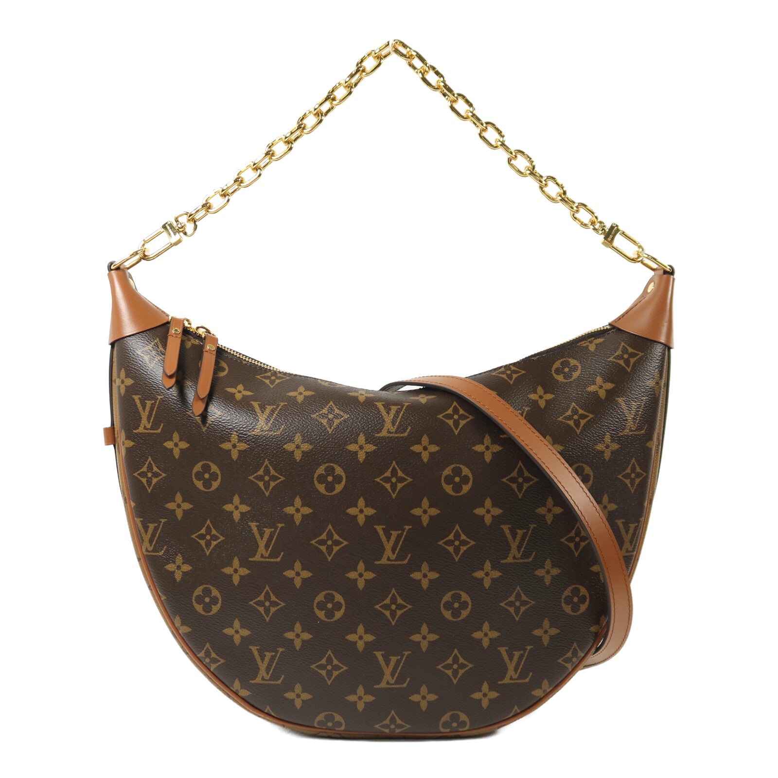 LOUIS VUITTON Monogram Reverse Loop Hobo金扣手挽肩背兩用袋棕色