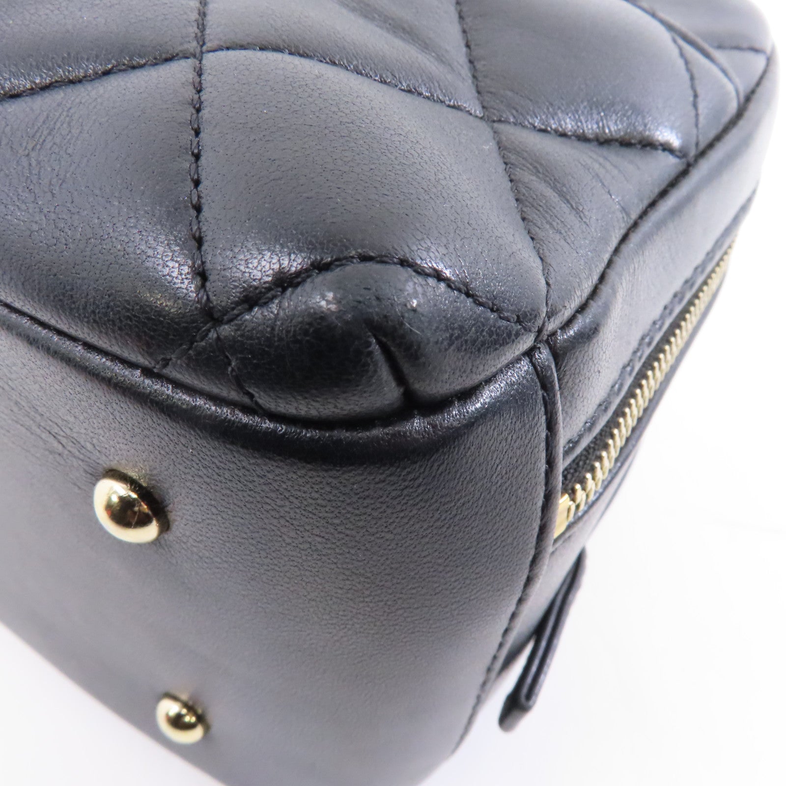 CHANEL 菱格羊皮皮革Small Trendy CC Bowling金扣手挽肩背兩用袋黑色