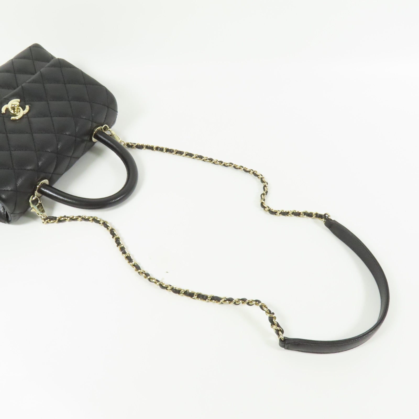 CHANEL 牛皮皮革Coco Handle Small金扣手挽肩背兩用袋