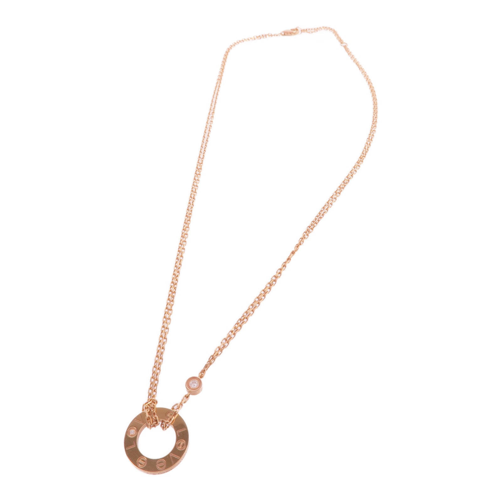 CARTIER 18K玫瑰金Love Pendant 2 Diamonds鑽石項鍊