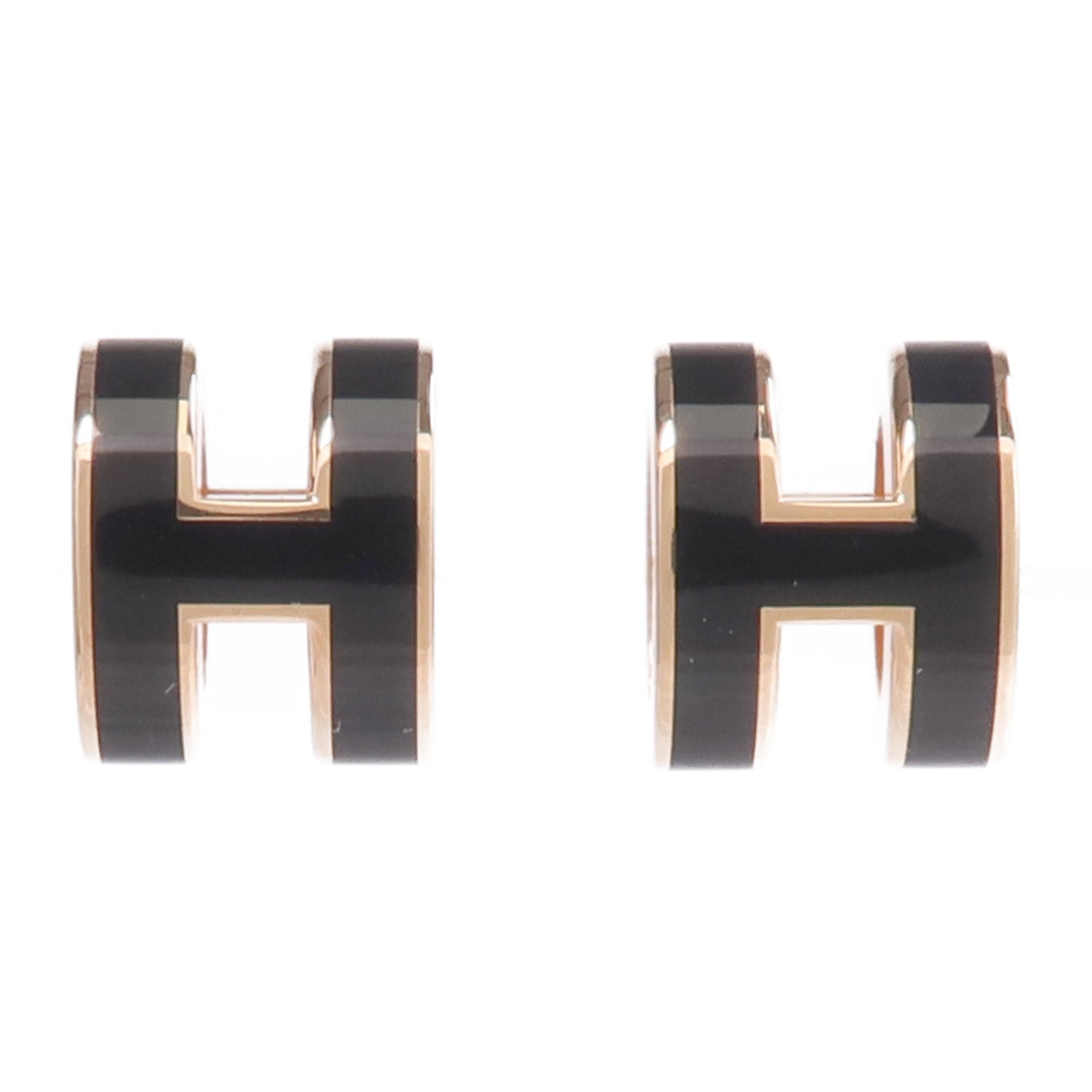 HERMES 金屬Mini Pop H Earrings耳環Noir