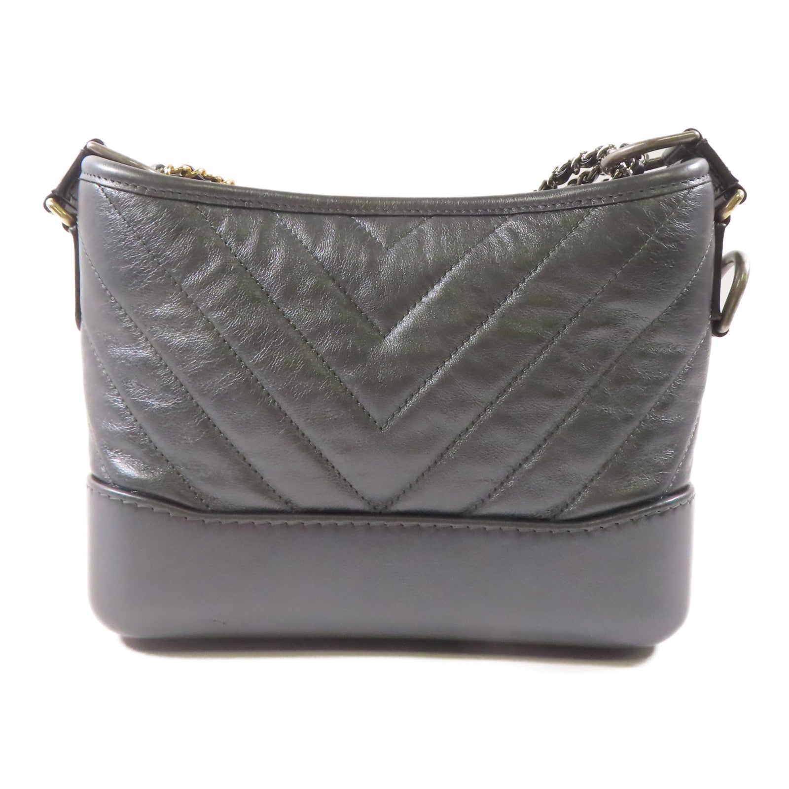 CHANEL 【激減優惠】牛皮皮革Gabrielle Bag鏈帶肩背袋灰色