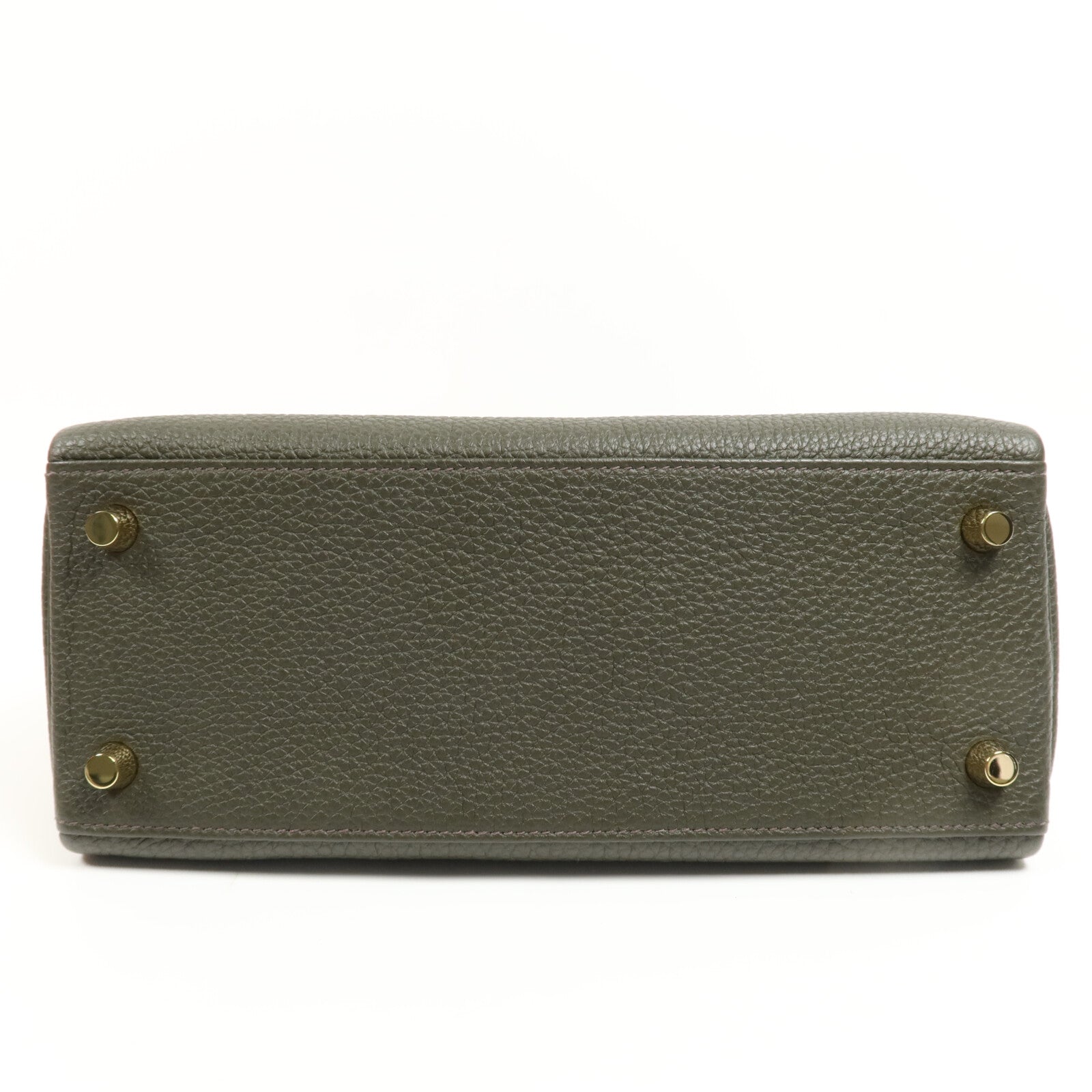 HERMES Togo皮革Kelly 25金扣手挽肩背兩用袋Vert de Gris