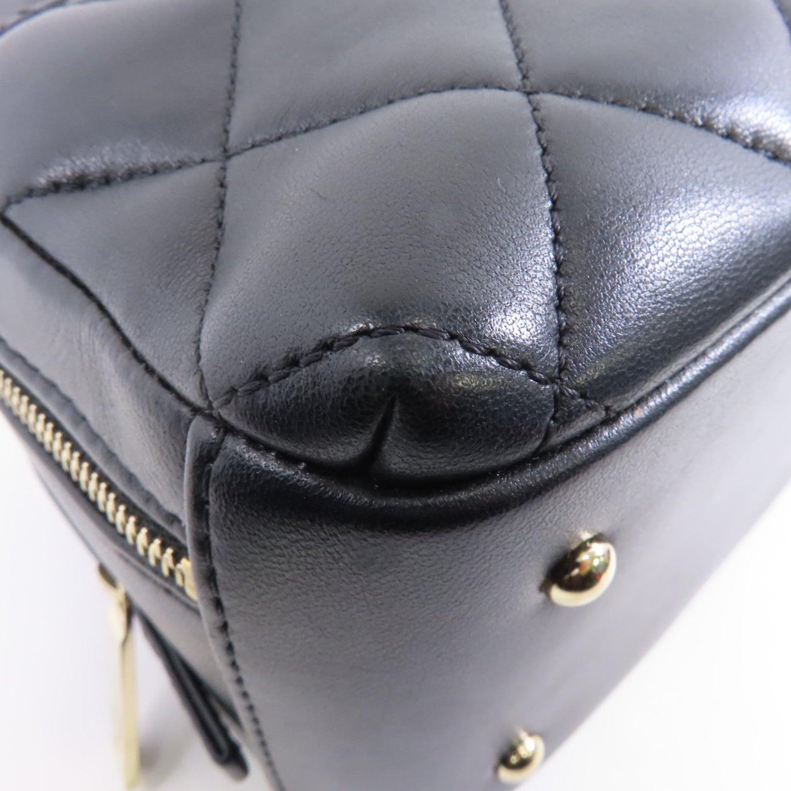 CHANEL 菱格羊皮皮革Small Trendy CC Bowling金扣手挽肩背兩用袋黑色