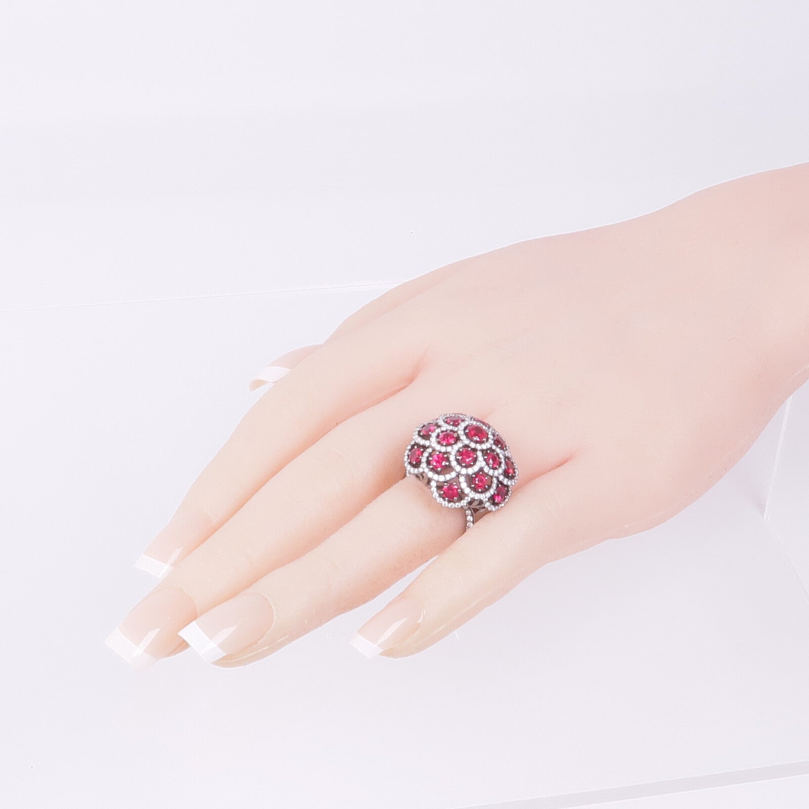 JEWELRY 【激減優惠】18K白金Ruby Diamond Ring紅寶石/鑽石戒指US#6