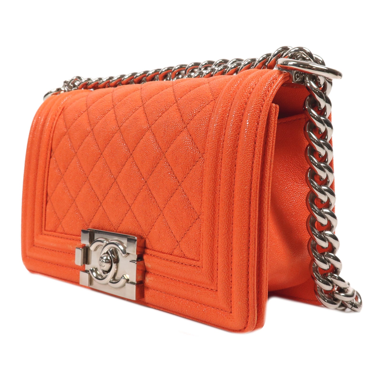 CHANEL 牛皮皮革Boy 20銀扣肩背袋