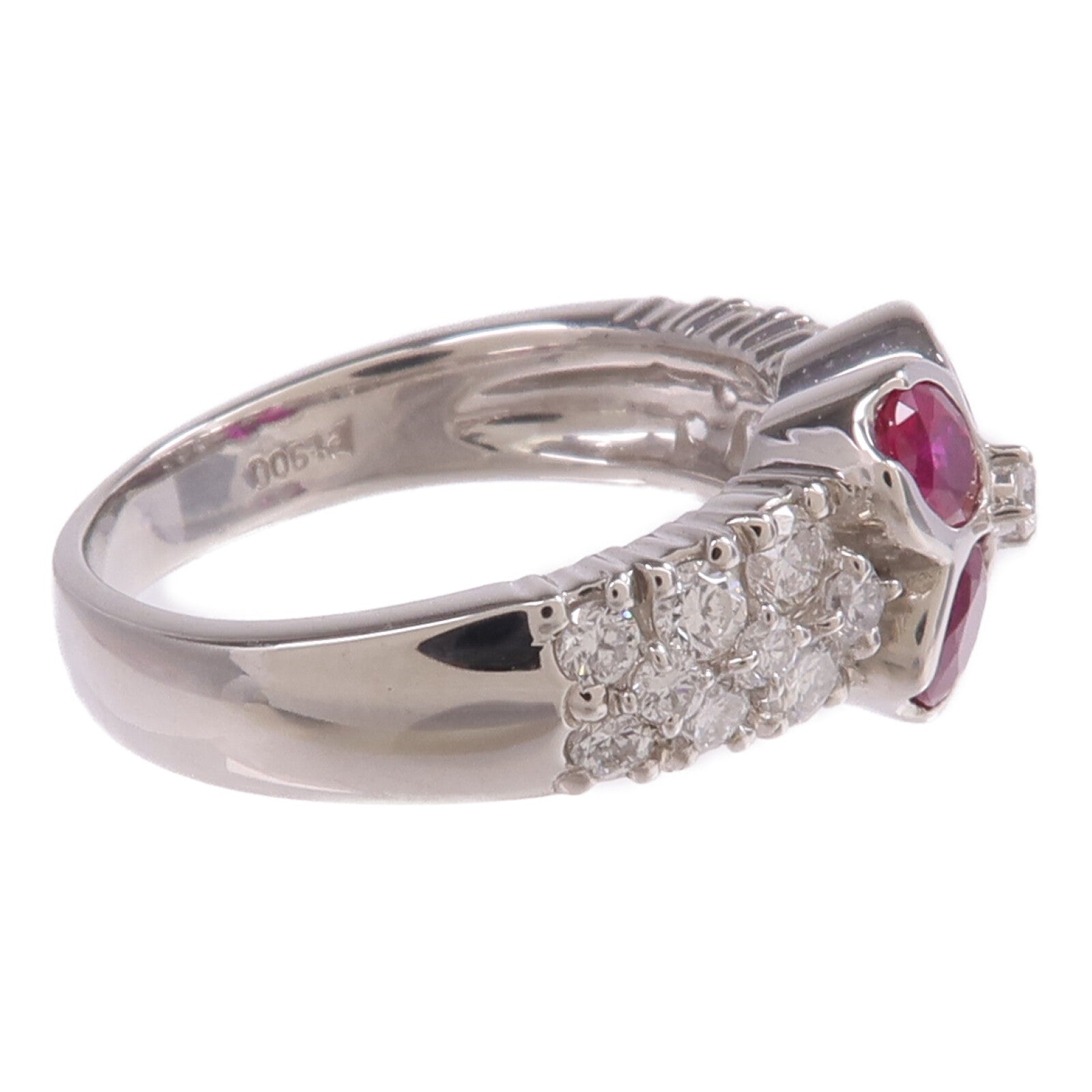 JEWELRY PT900鉑金Ruby Diamond Ring紅寶石/鑽石戒指US#6.5