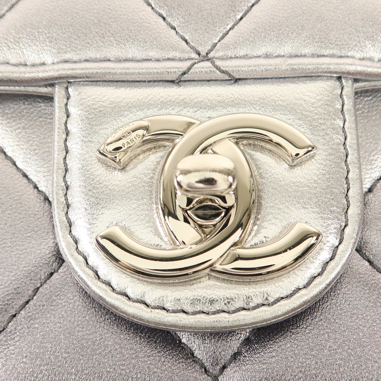 CHANEL 皮革Chain Shoulder銀扣鏈帶肩背袋