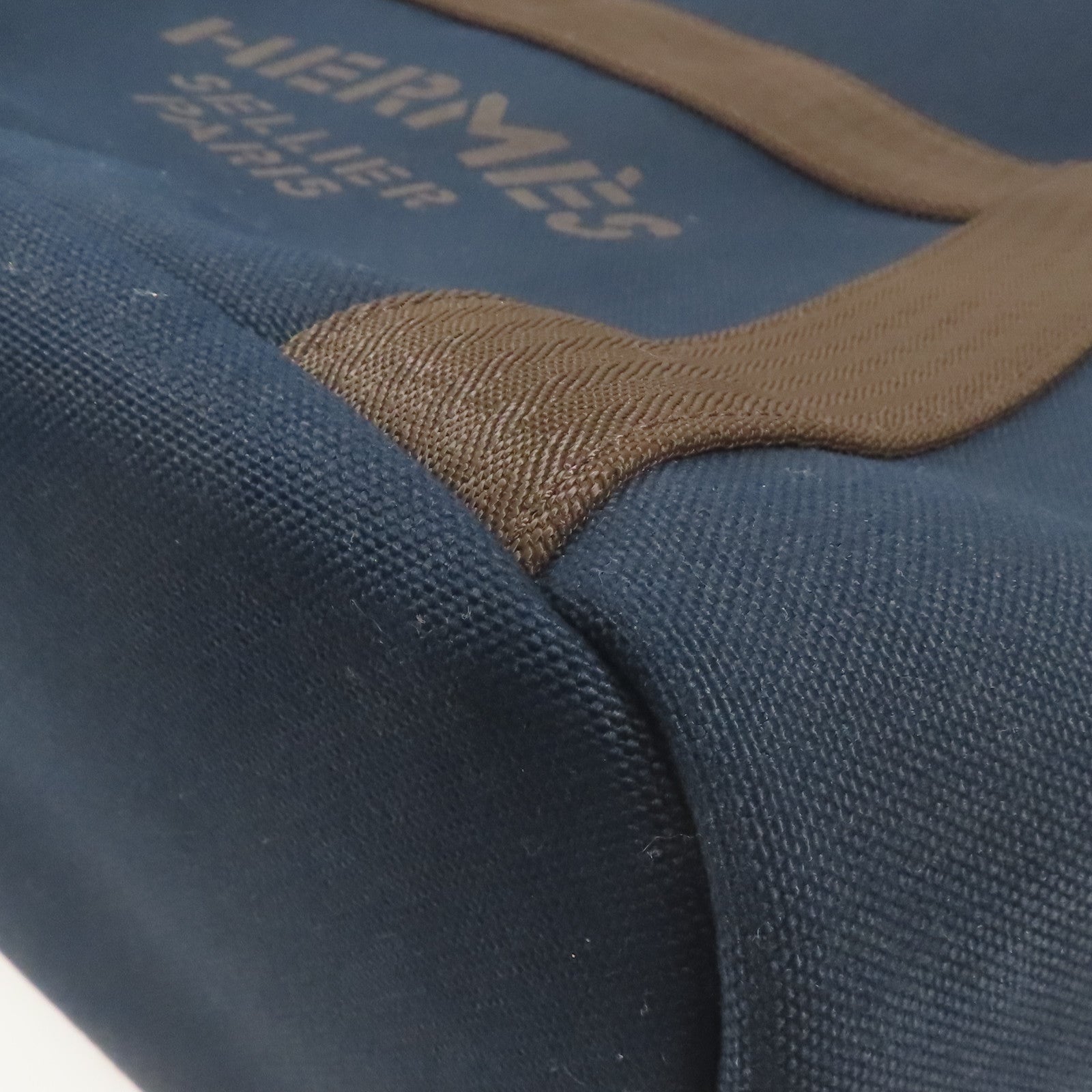 HERMES PHW Sac De Pansage Groom 2 Way Shoulder Bag Canvas Navy