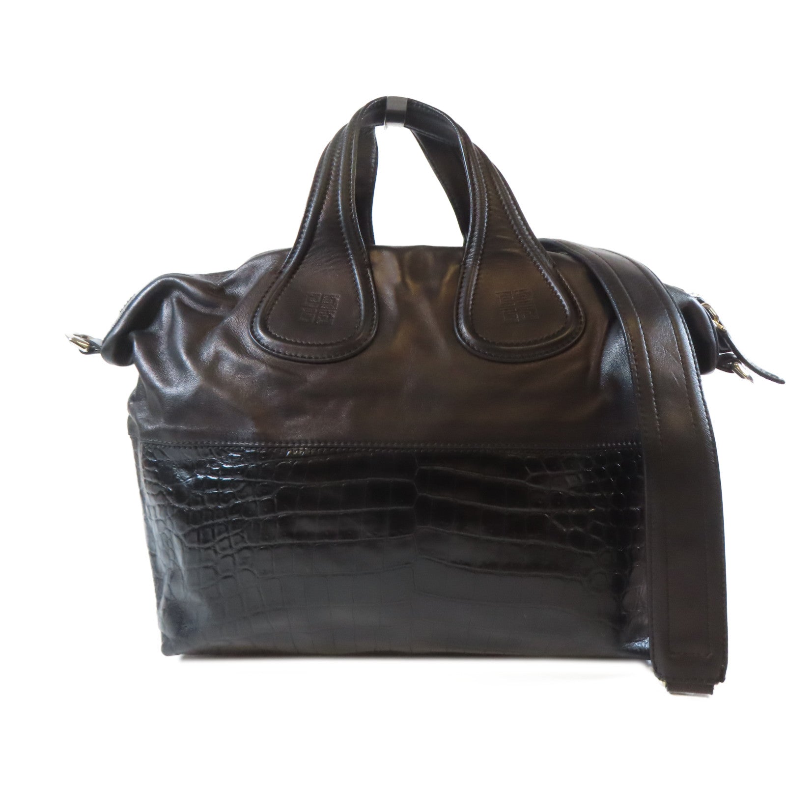 GIVENCHY 【激減優惠】牛皮皮革Calf Dust Bag銀扣手挽肩背兩用袋黑色