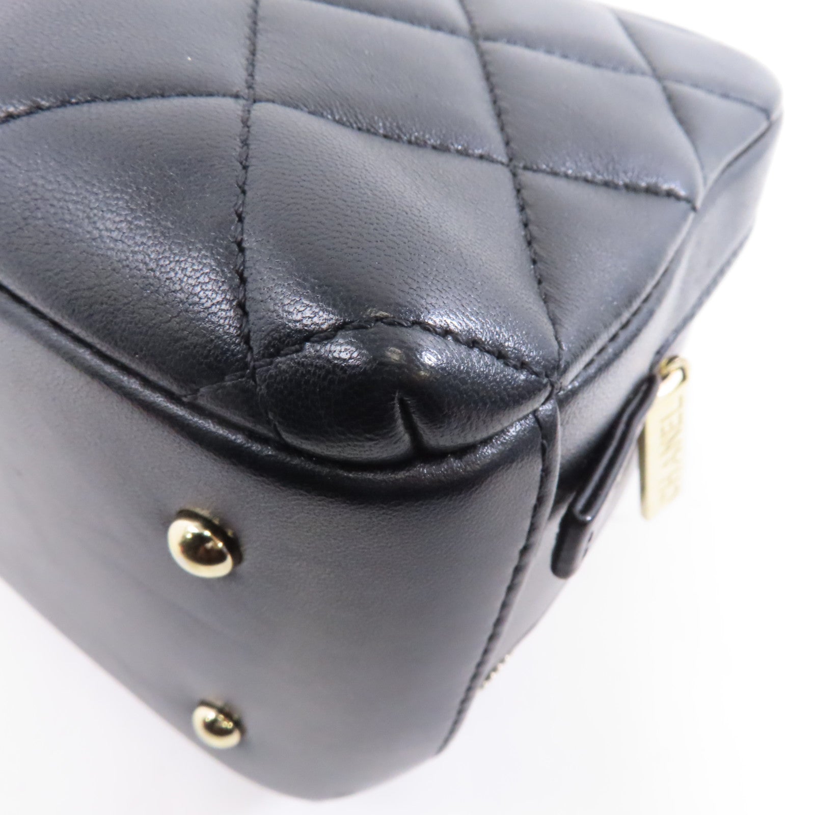 CHANEL 菱格羊皮皮革Small Trendy CC Bowling金扣手挽肩背兩用袋黑色