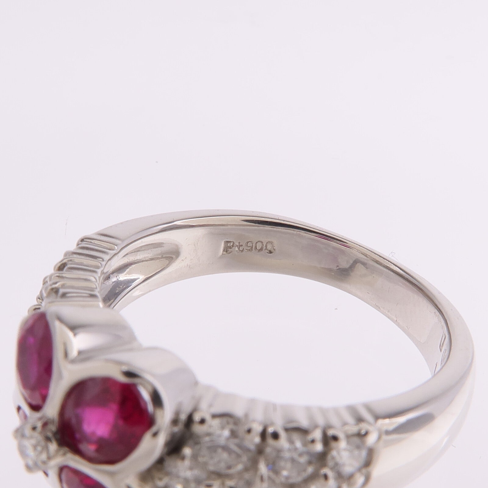 JEWELRY PT900鉑金Ruby Diamond Ring紅寶石/鑽石戒指US#6.5