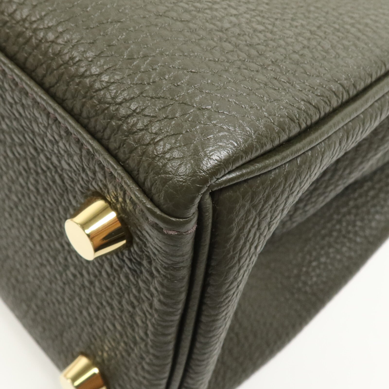 HERMES Togo皮革Kelly 25金扣手挽肩背兩用袋Vert de Gris