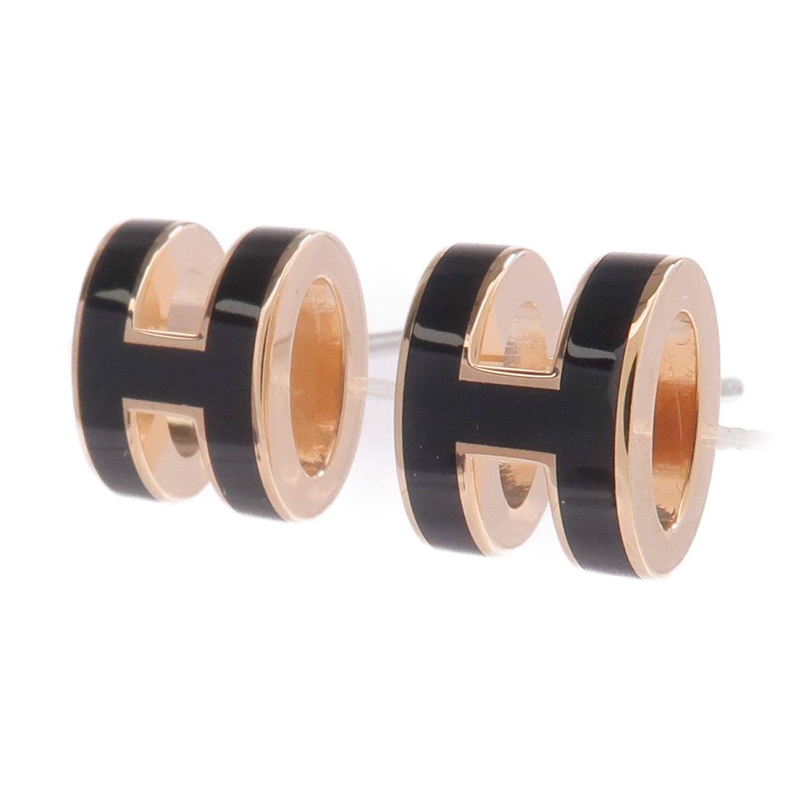HERMES 金屬Mini Pop H Earrings耳環Noir