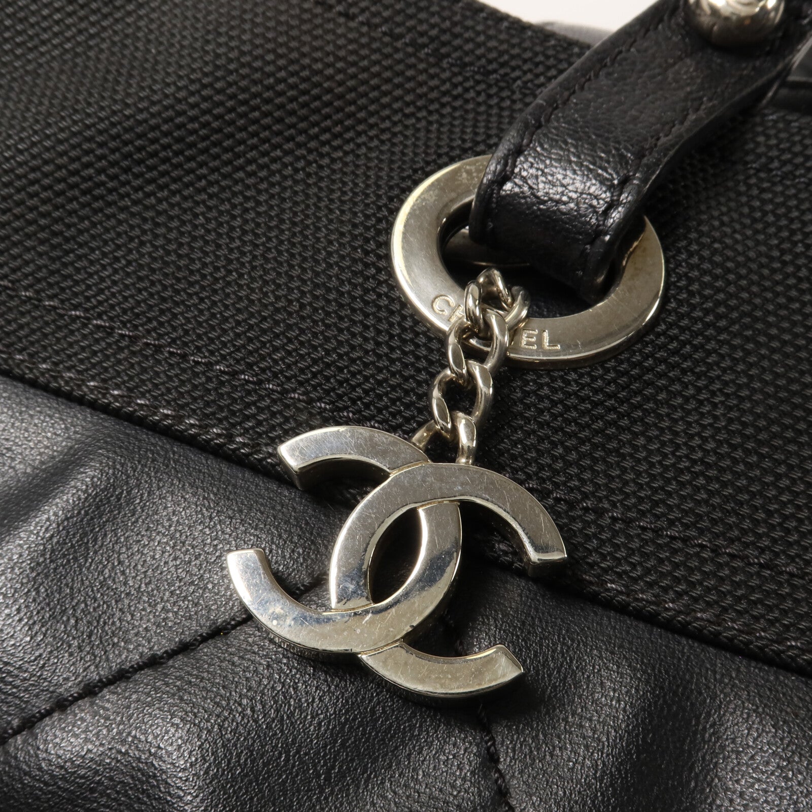 CHANEL 牛皮皮革/塗層帆布Paris Biarritz Tote手挽袋