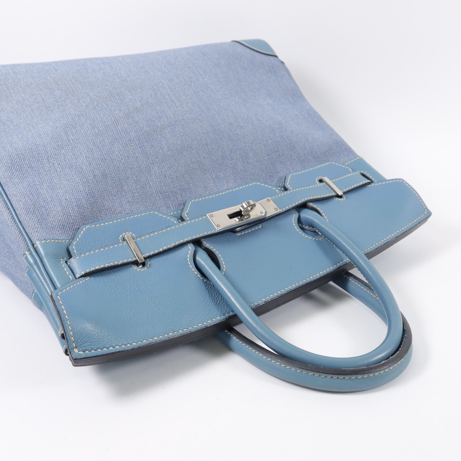 HERMES Denmin Tolie Birkin HAC 32手挽袋Bleu Jean