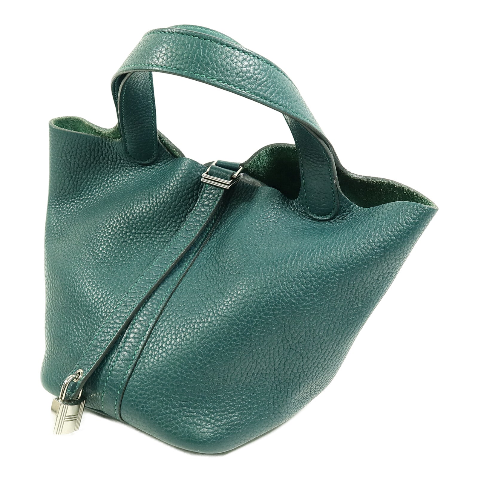 HERMES Clemence皮革Picotin PM手挽袋Vert Bosphore