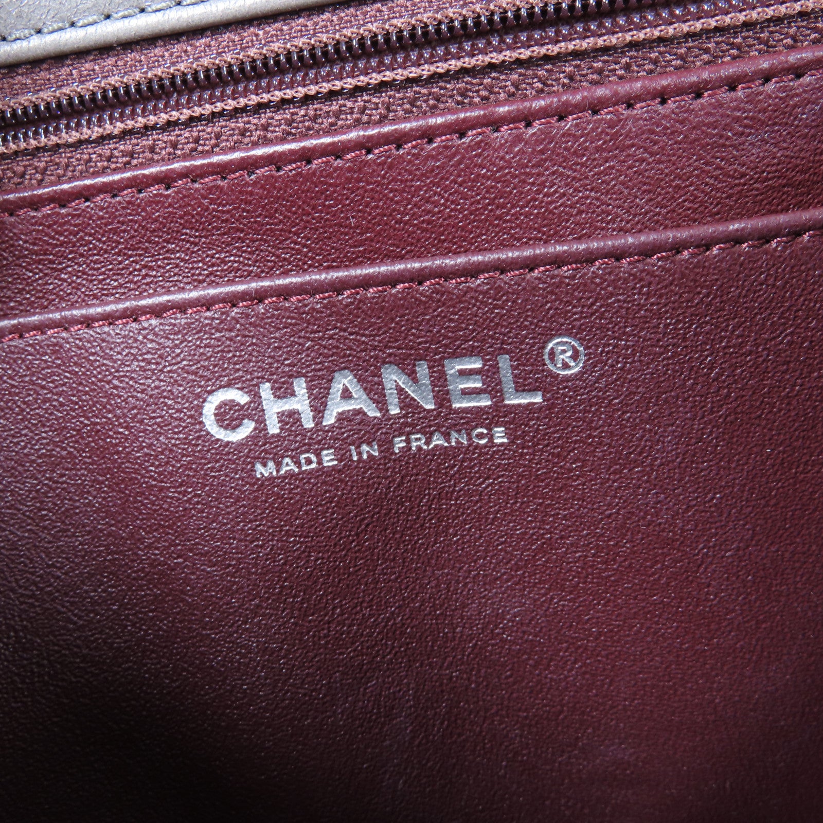 CHANEL 菱格牛皮皮革Chain Shoulder鏈帶手挽肩背兩用袋灰色