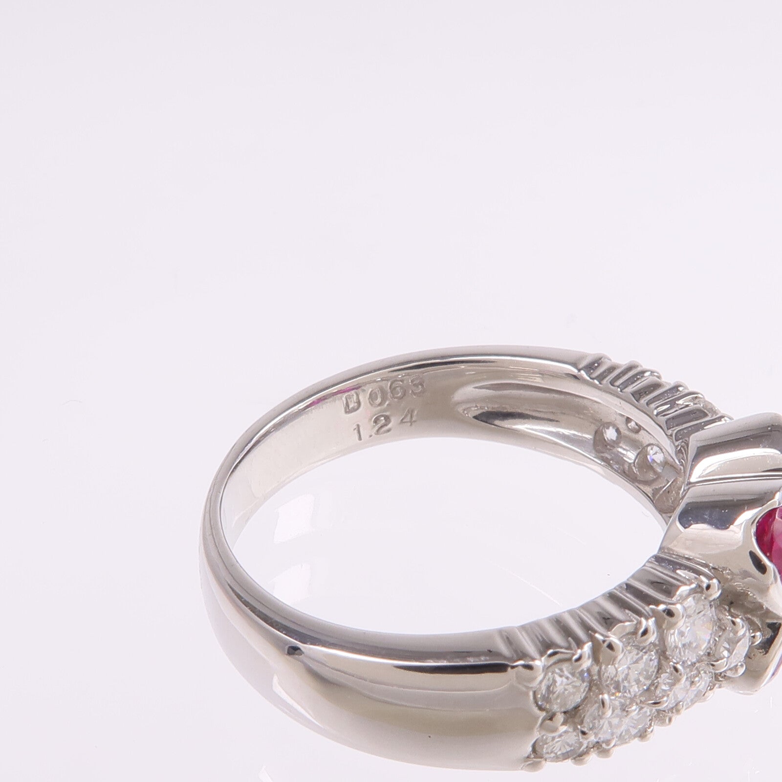 JEWELRY PT900鉑金Ruby Diamond Ring紅寶石/鑽石戒指US#6.5