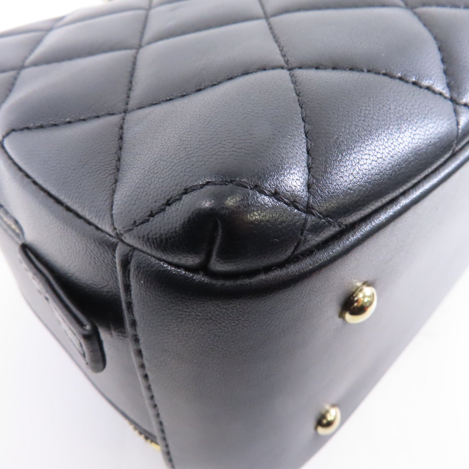 CHANEL 菱格羊皮皮革Small Trendy CC Bowling金扣手挽肩背兩用袋黑色