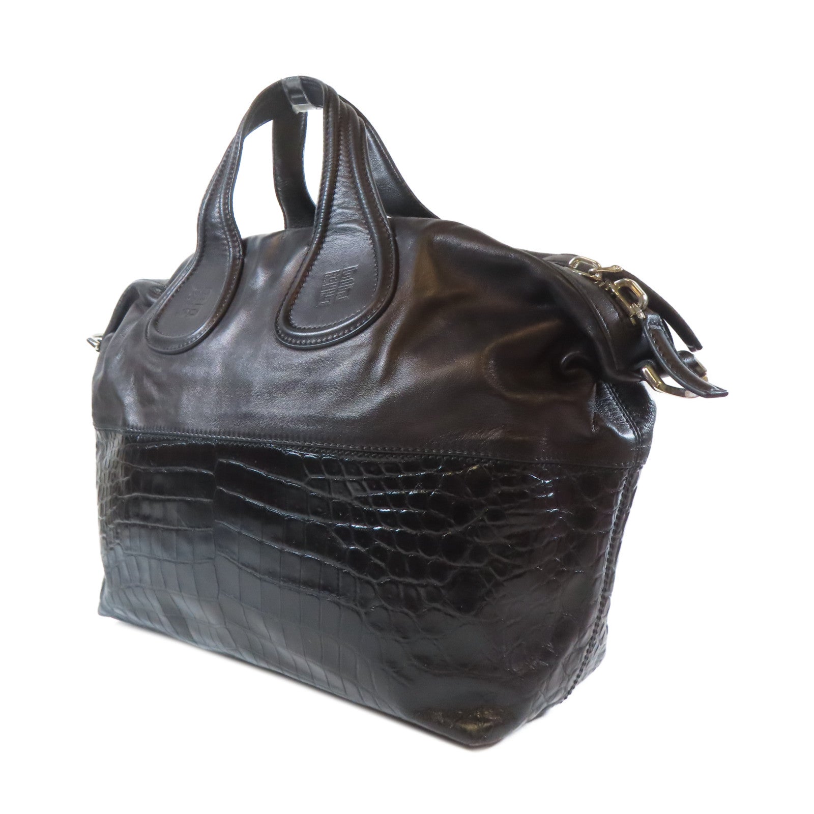 GIVENCHY 【激減優惠】牛皮皮革Calf Dust Bag銀扣手挽肩背兩用袋黑色