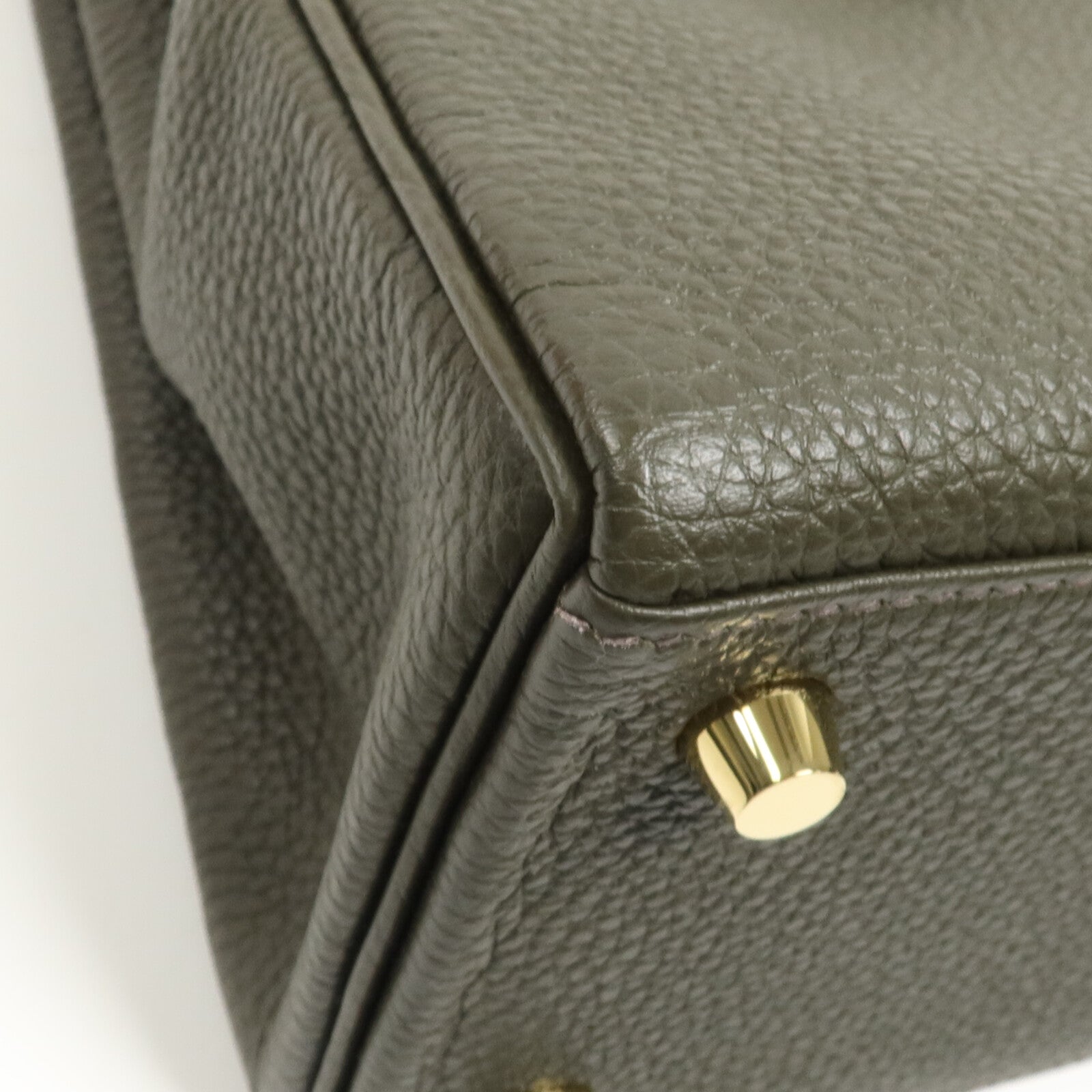 HERMES Togo皮革Kelly 25金扣手挽肩背兩用袋Vert de Gris