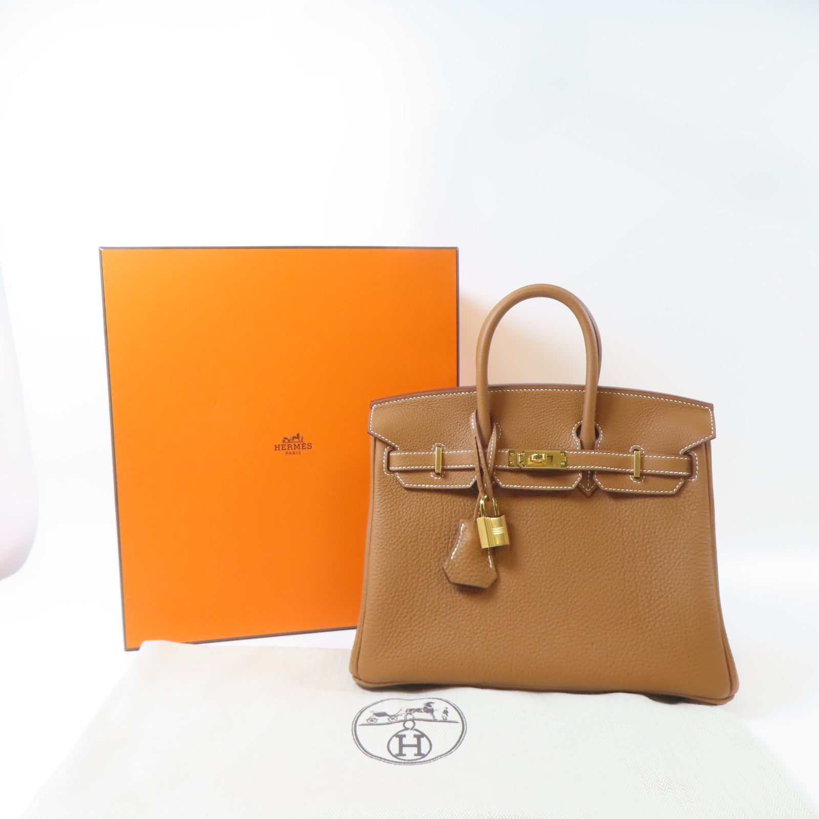 HERMES Togo皮革Birkin 25金扣手挽袋Gold/金色/啡色
