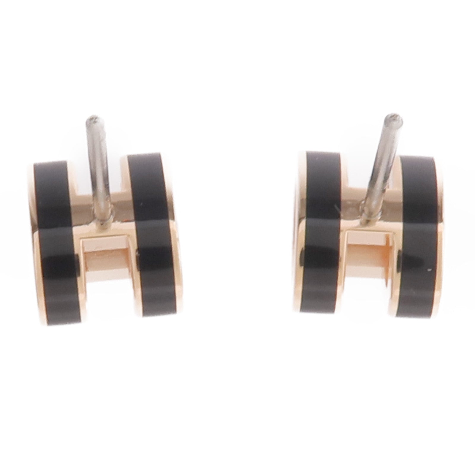 HERMES 金屬Mini Pop H Earrings耳環Noir