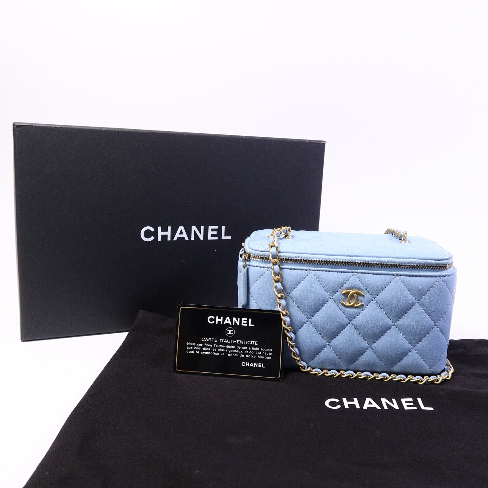 CHANEL 羊皮皮革Vanity Case鏈帶肩背袋