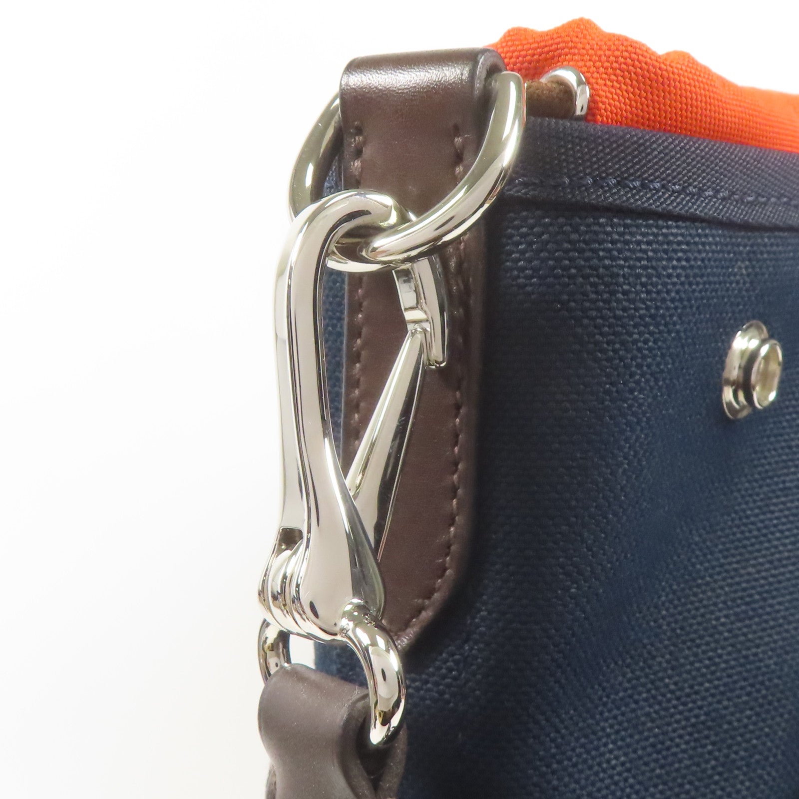 HERMES PHW Sac De Pansage Groom 2 Way Shoulder Bag Canvas Navy