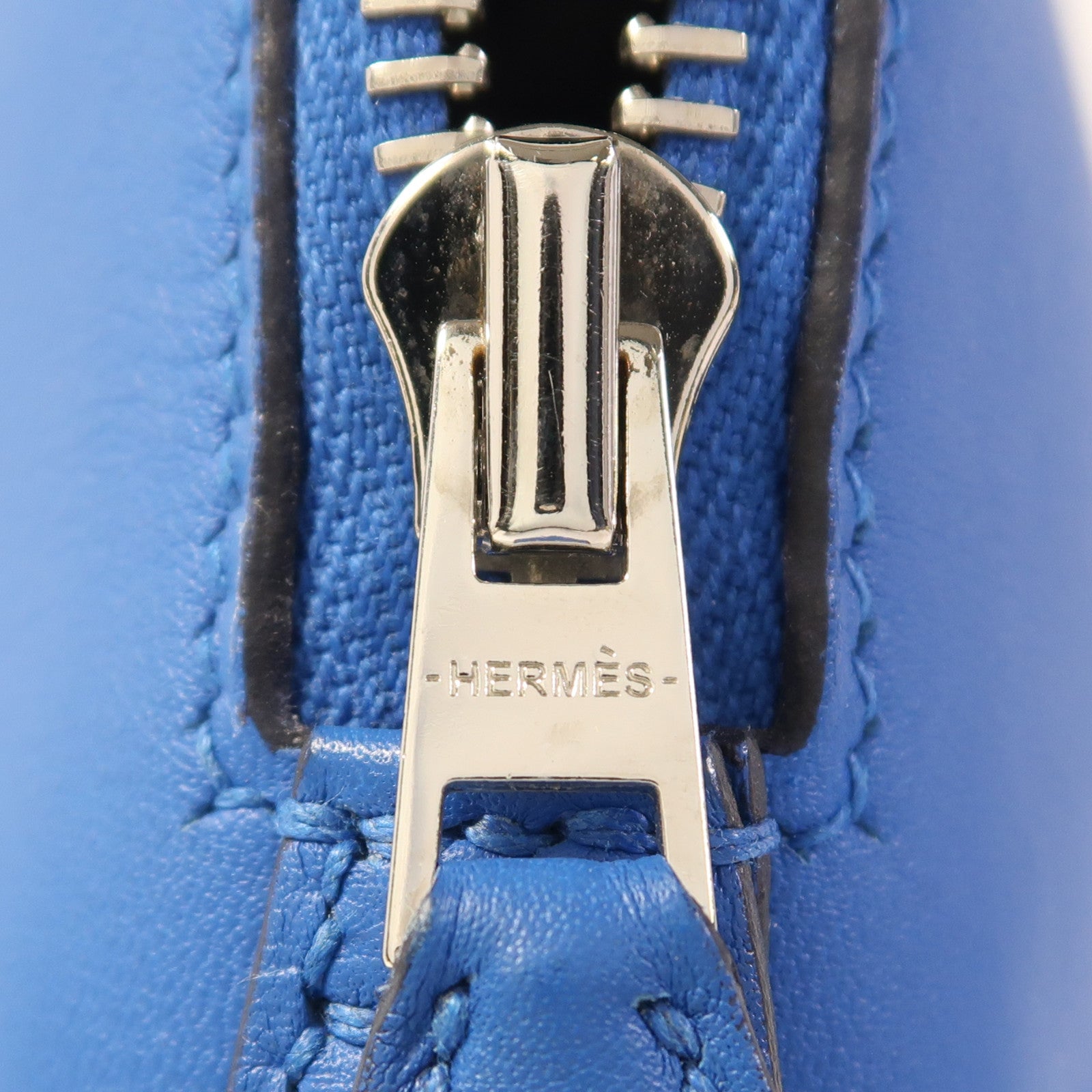 HERMES Swift皮革Bolide 27銀扣手挽肩背兩用袋Bleu Zanzibar