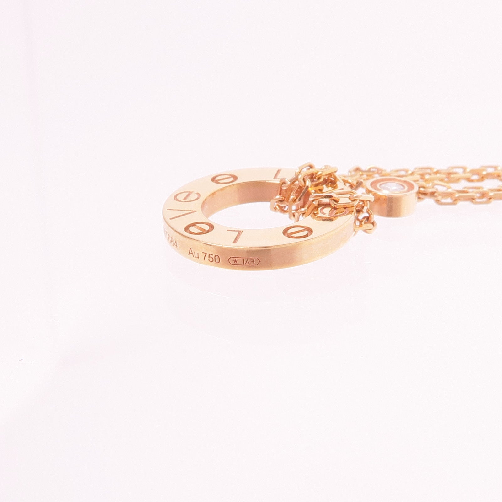 CARTIER 18K玫瑰金Love Pendant 2 Diamonds鑽石項鍊